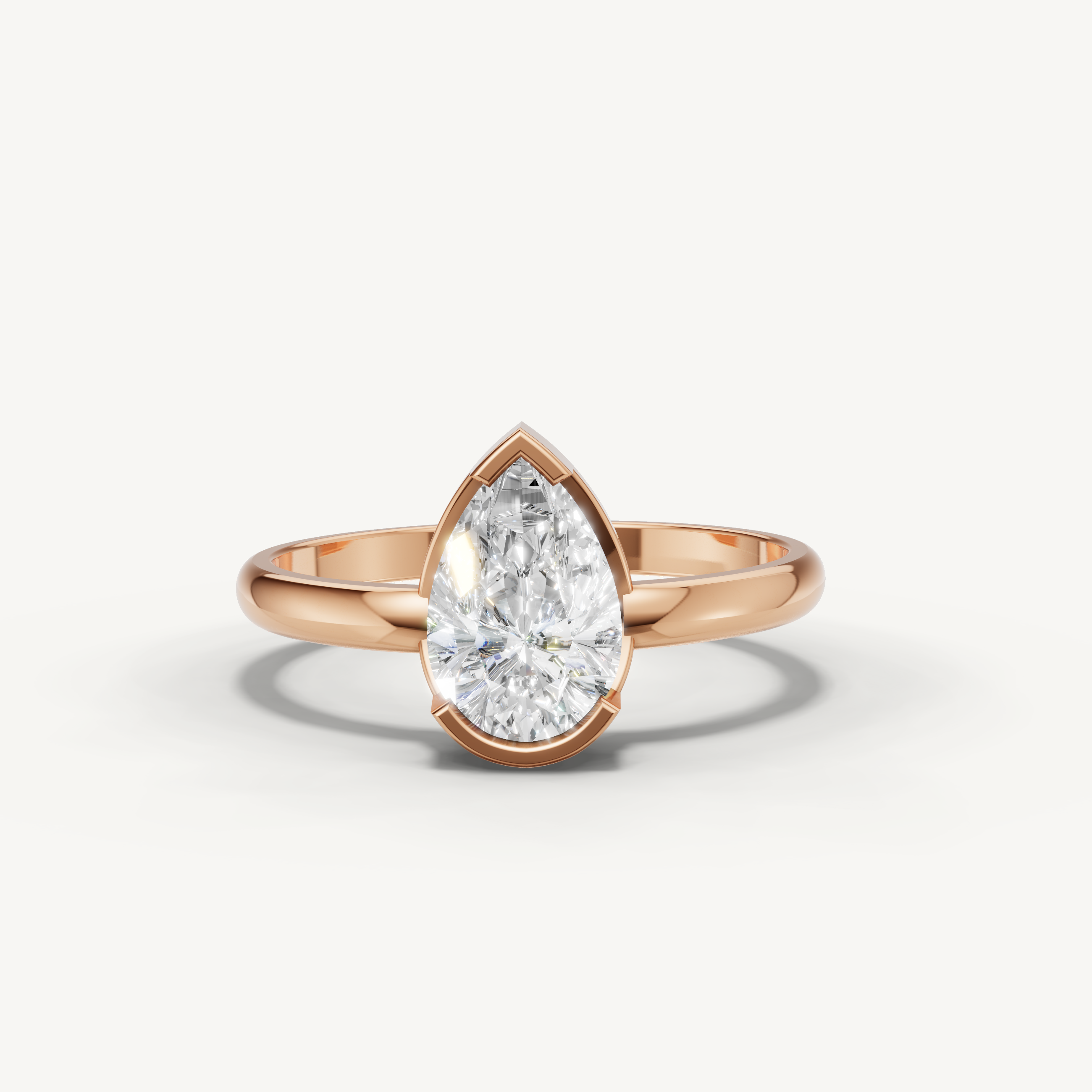 Pear Lab Grown Diamond Bezel Engagement Ring in 14K Yellow Gold