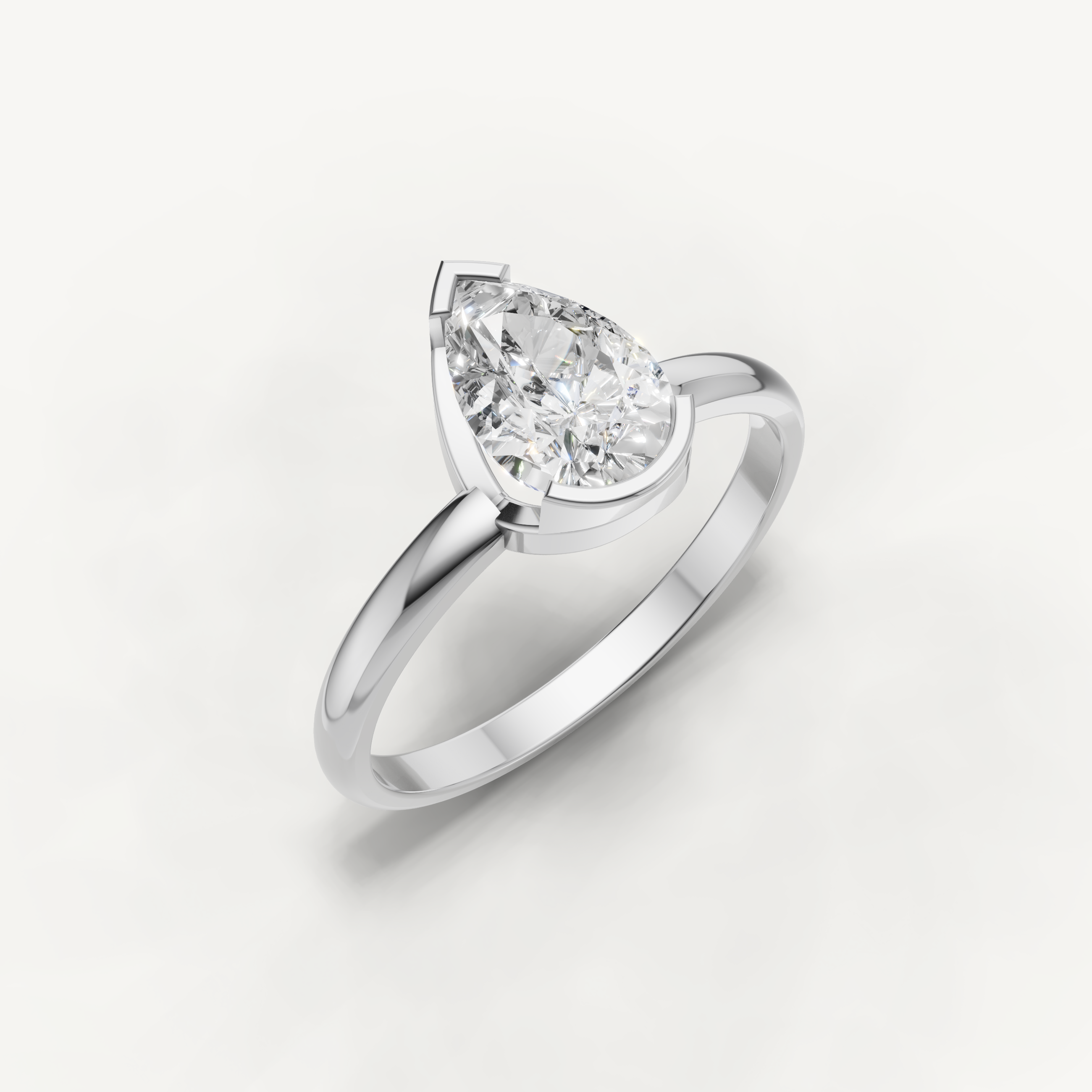 Pear Lab Grown Diamond Bezel Engagement Ring in 14K Yellow Gold