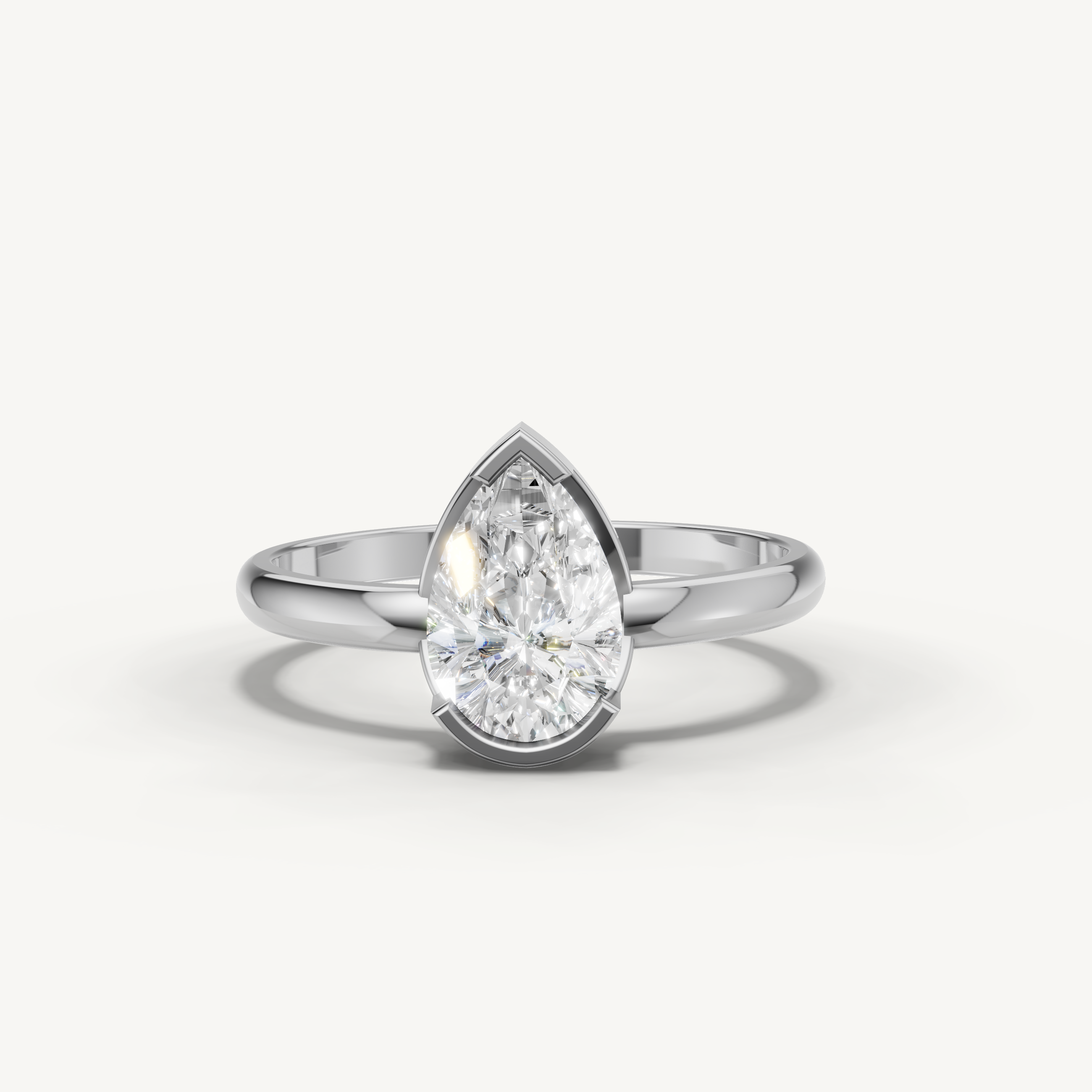 Pear Lab Grown Diamond Bezel Engagement Ring in 14K Yellow Gold