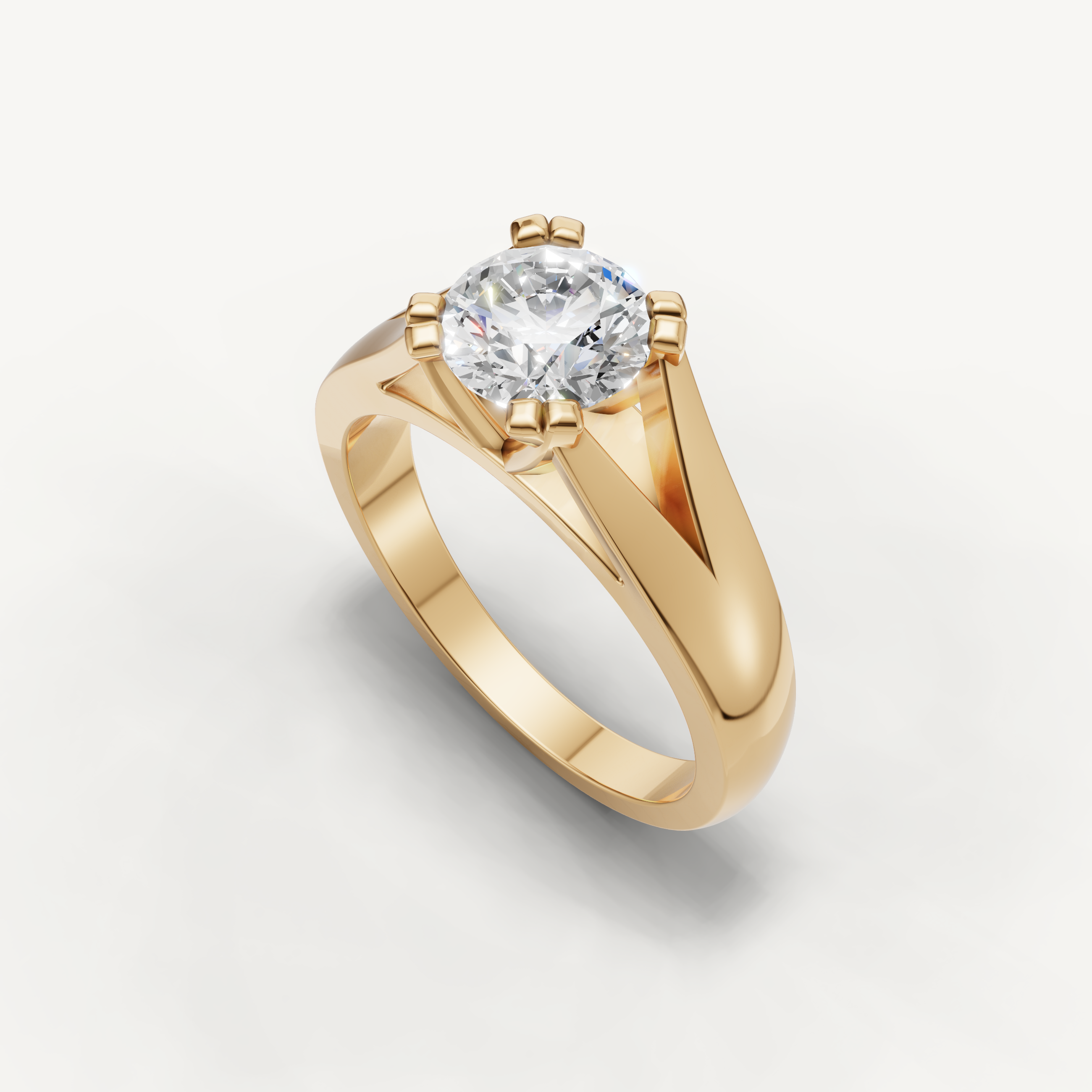 Round Lab Grown Diamond Solitaire Ring in 14K Yellow Gold