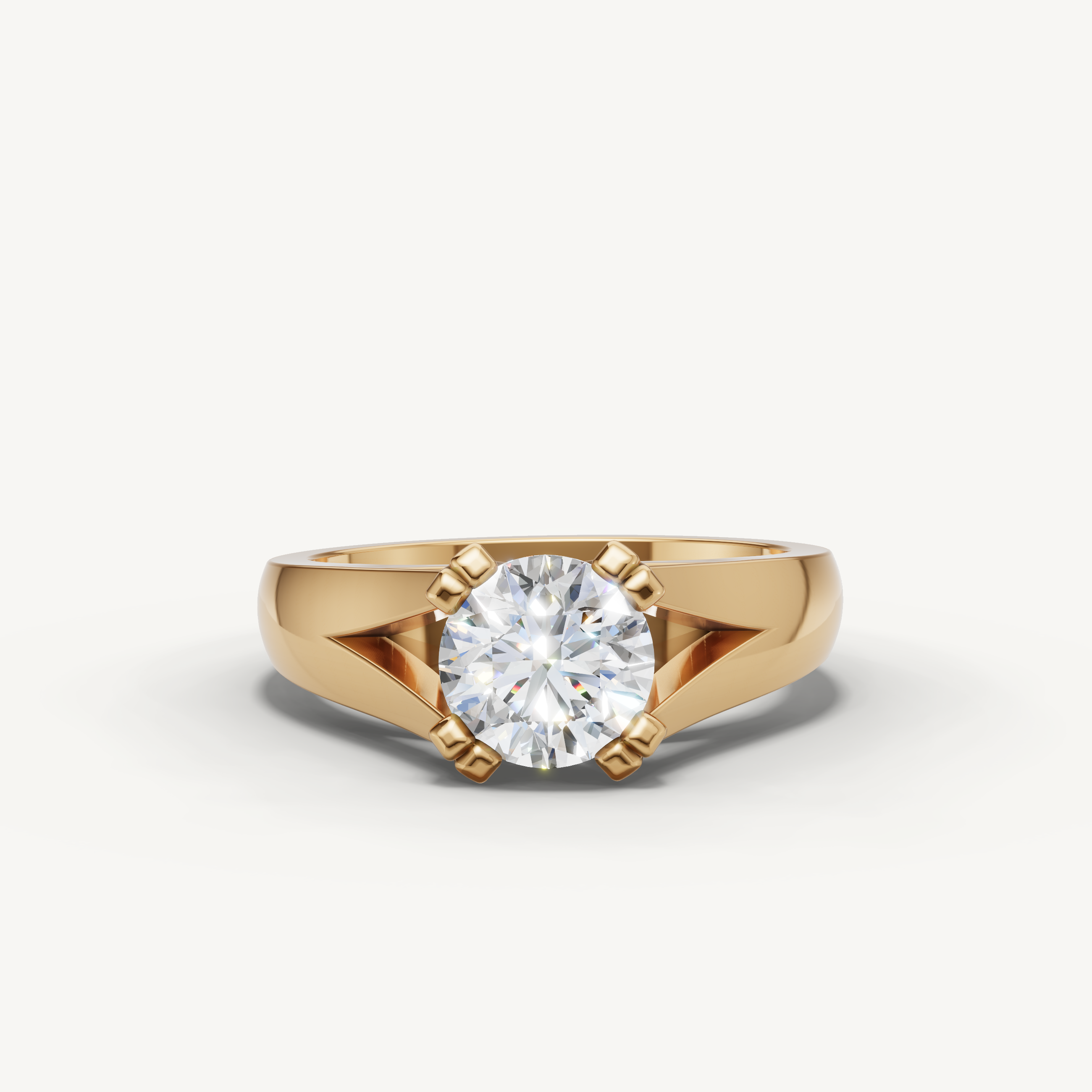 Round Lab Grown Diamond Solitaire Ring in 14K Yellow Gold