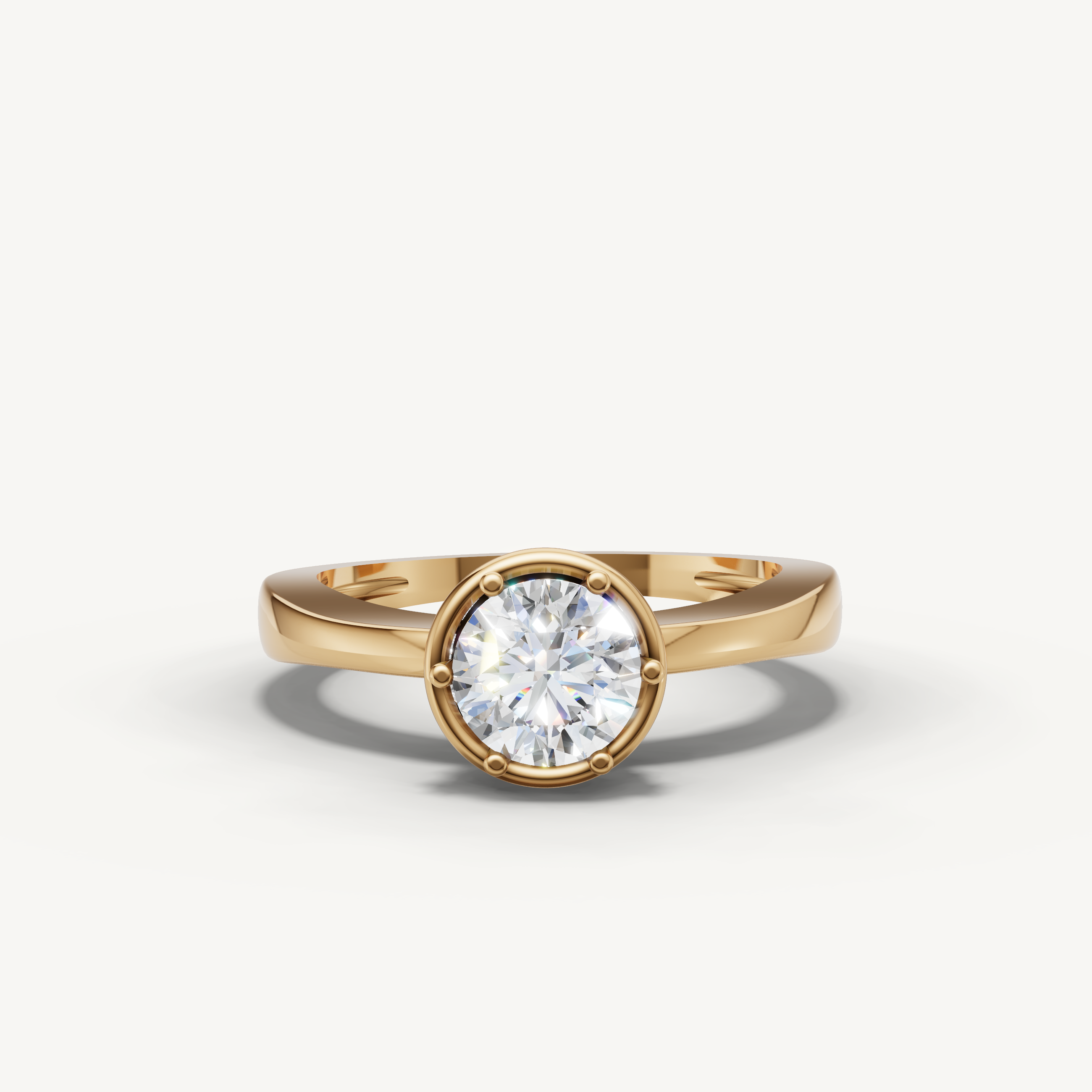Round Lab Grown Diamond Bezel Engagement Ring in 14K White Gold