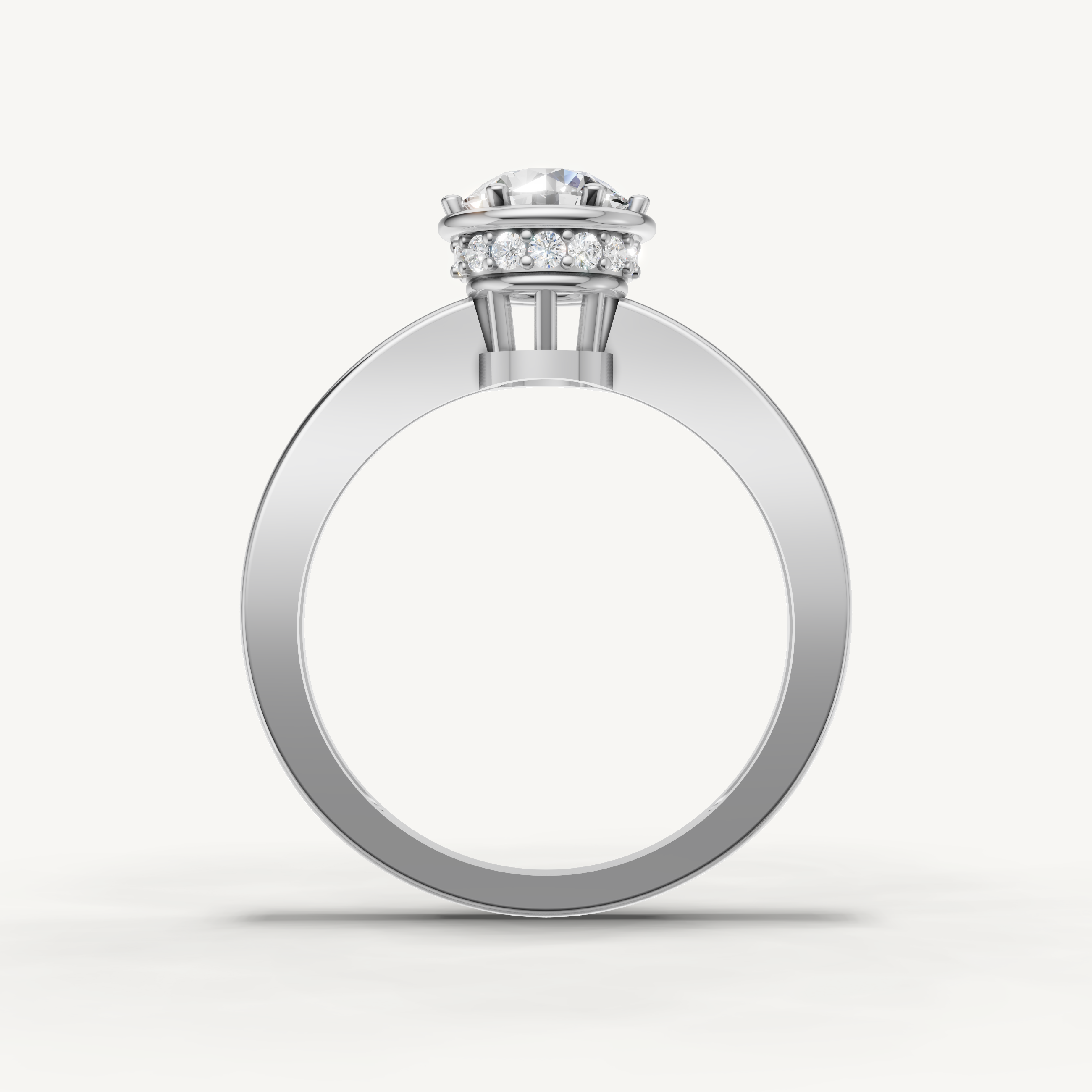 Round Lab Grown Diamond Bezel Engagement Ring in 14K White Gold
