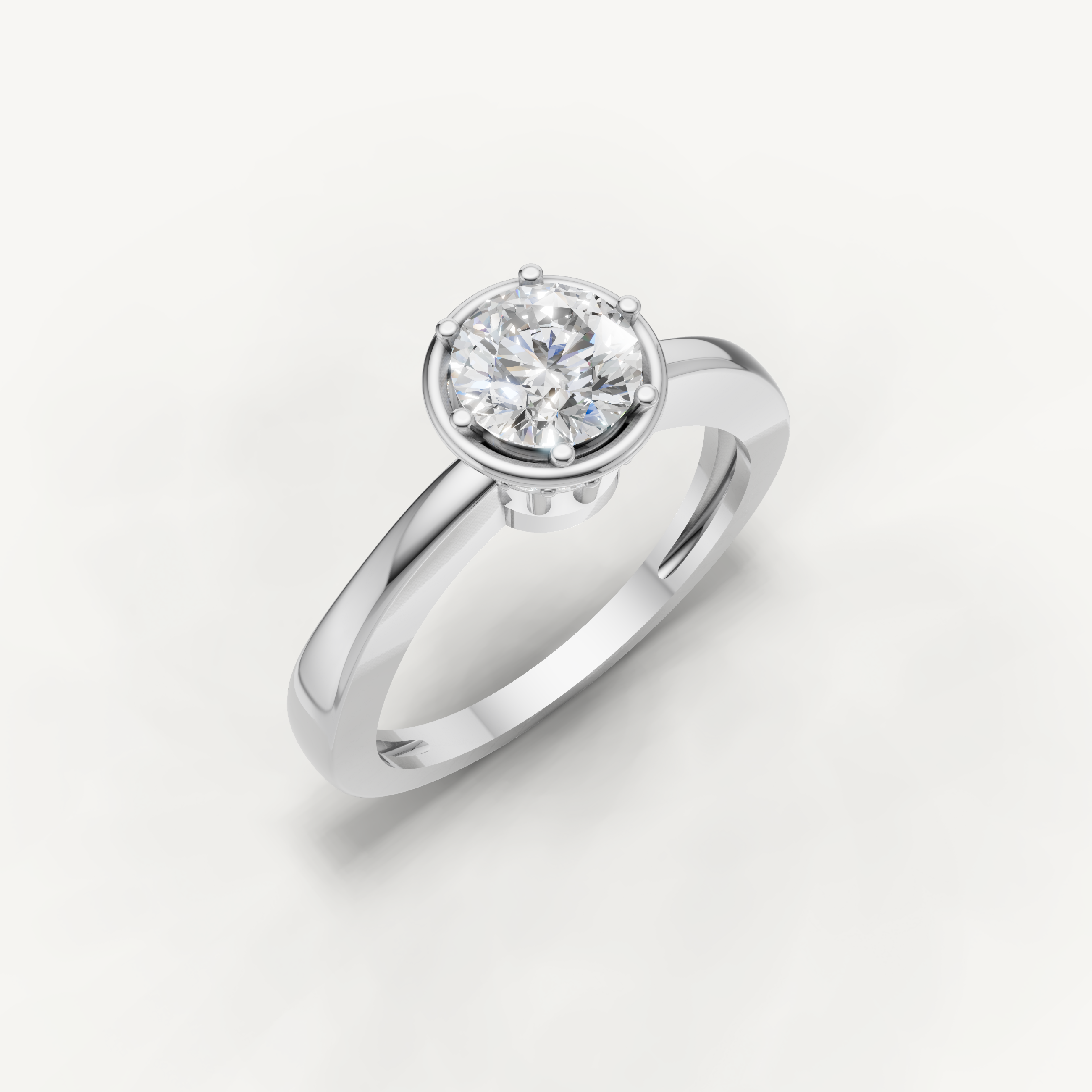 Round Lab Grown Diamond Bezel Engagement Ring in 14K White Gold