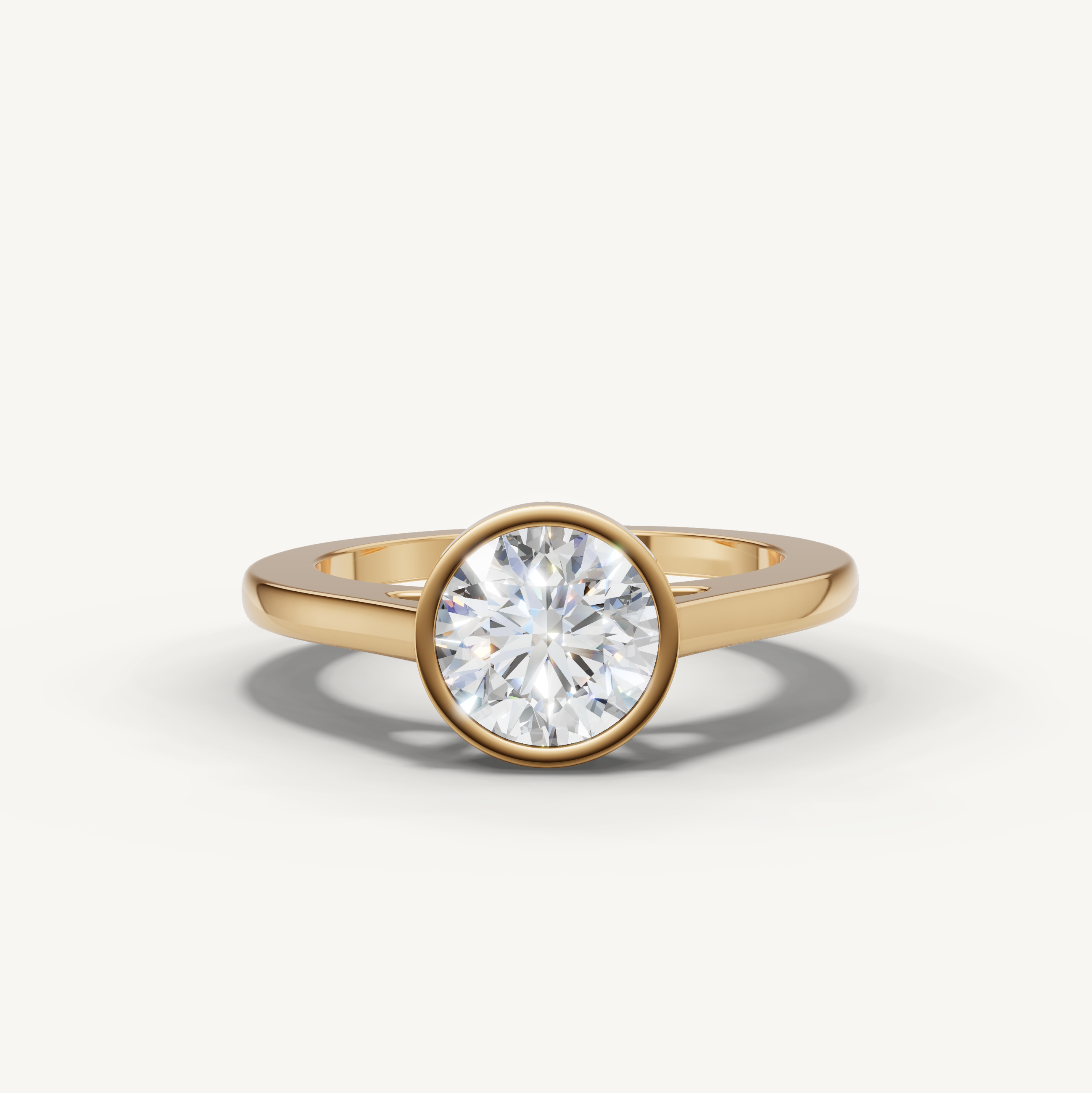 Round Lab Grown Diamond Bezel Engagement Ring in 14K Yellow Gold
