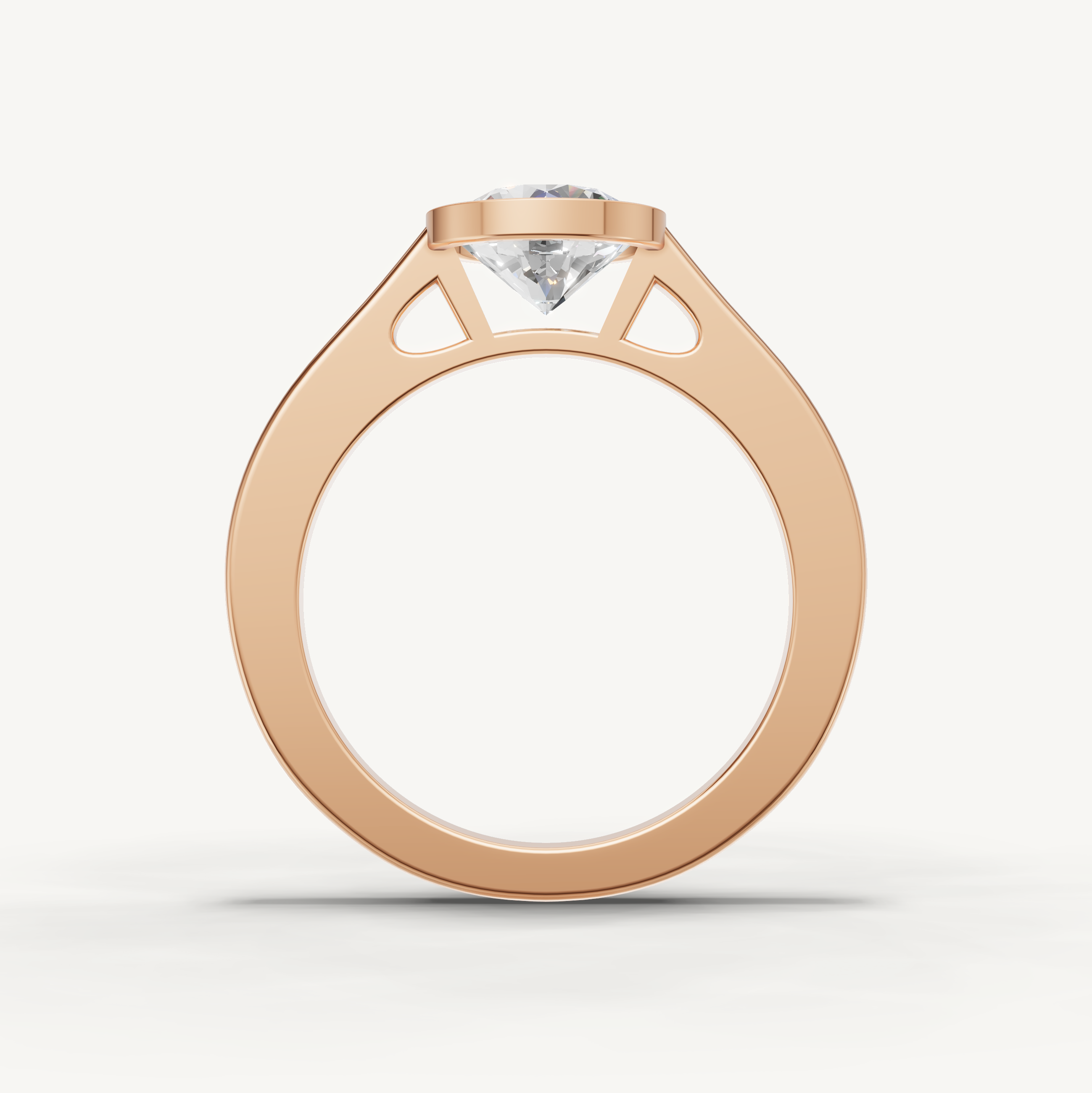 Round Lab Grown Diamond Bezel Engagement Ring in 14K Yellow Gold