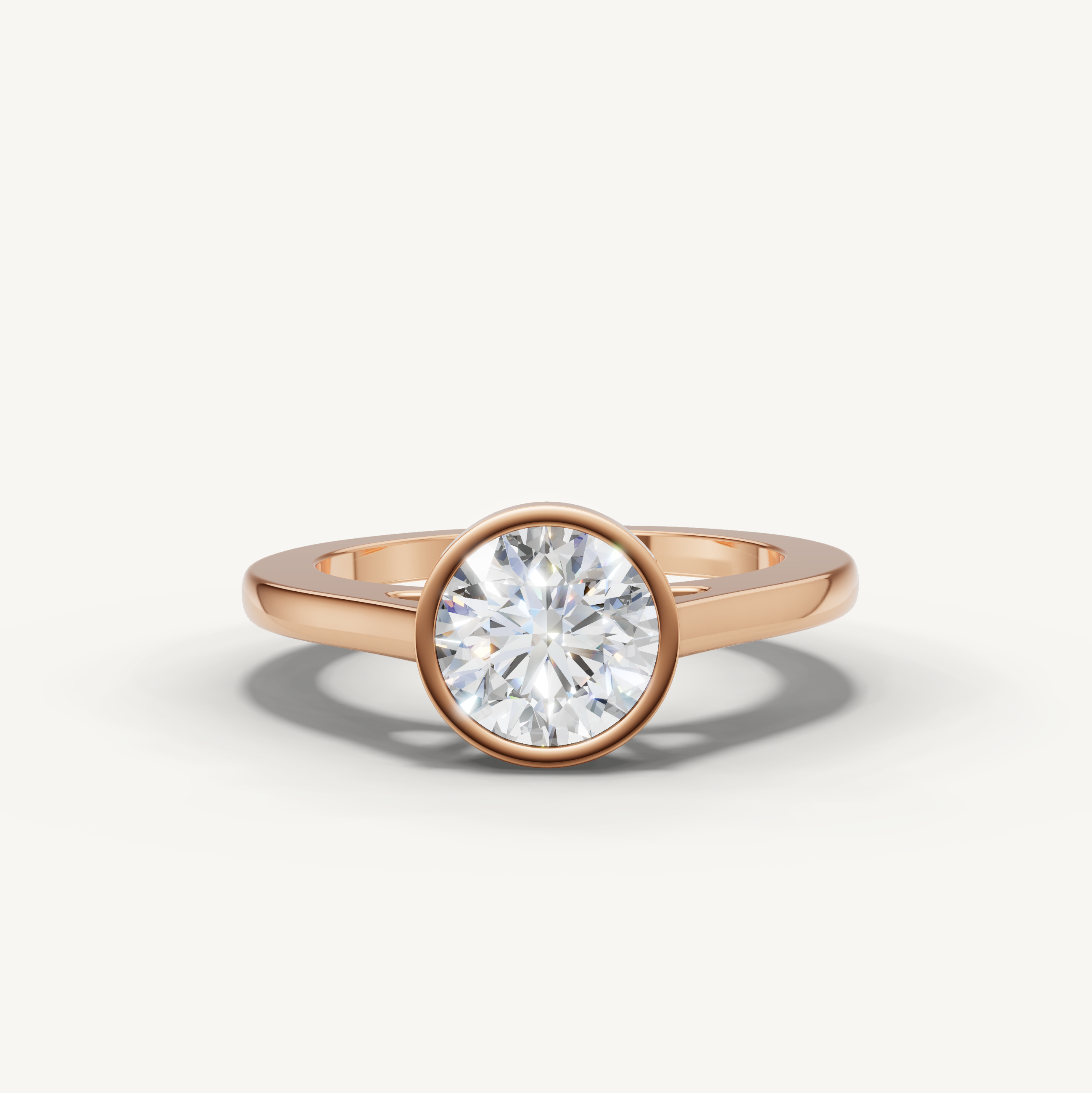 Round Lab Grown Diamond Bezel Engagement Ring in 14K Yellow Gold
