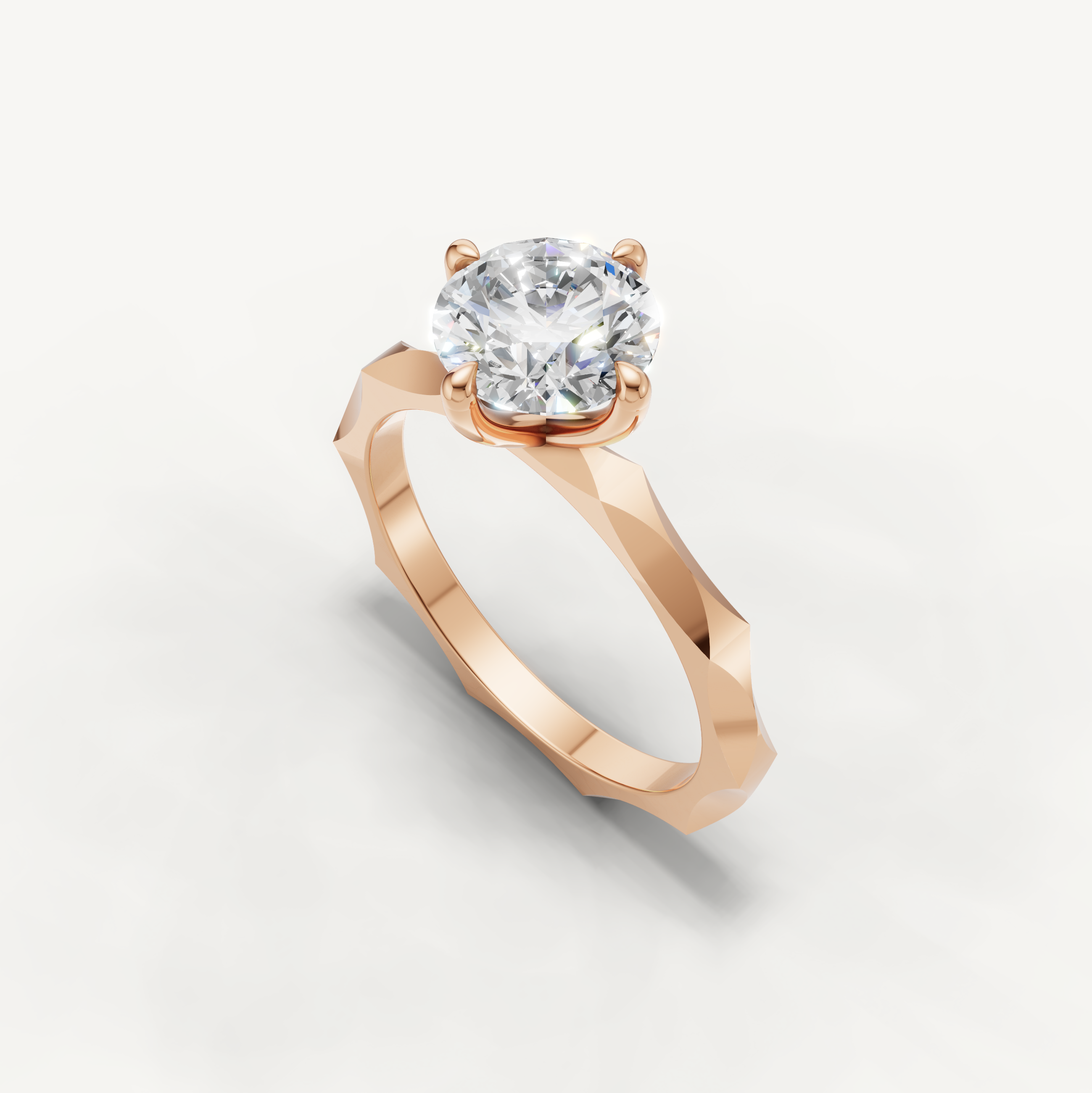 Round Lab Grown Diamond Solitaire Engagement Ring in 14K Rose Gold