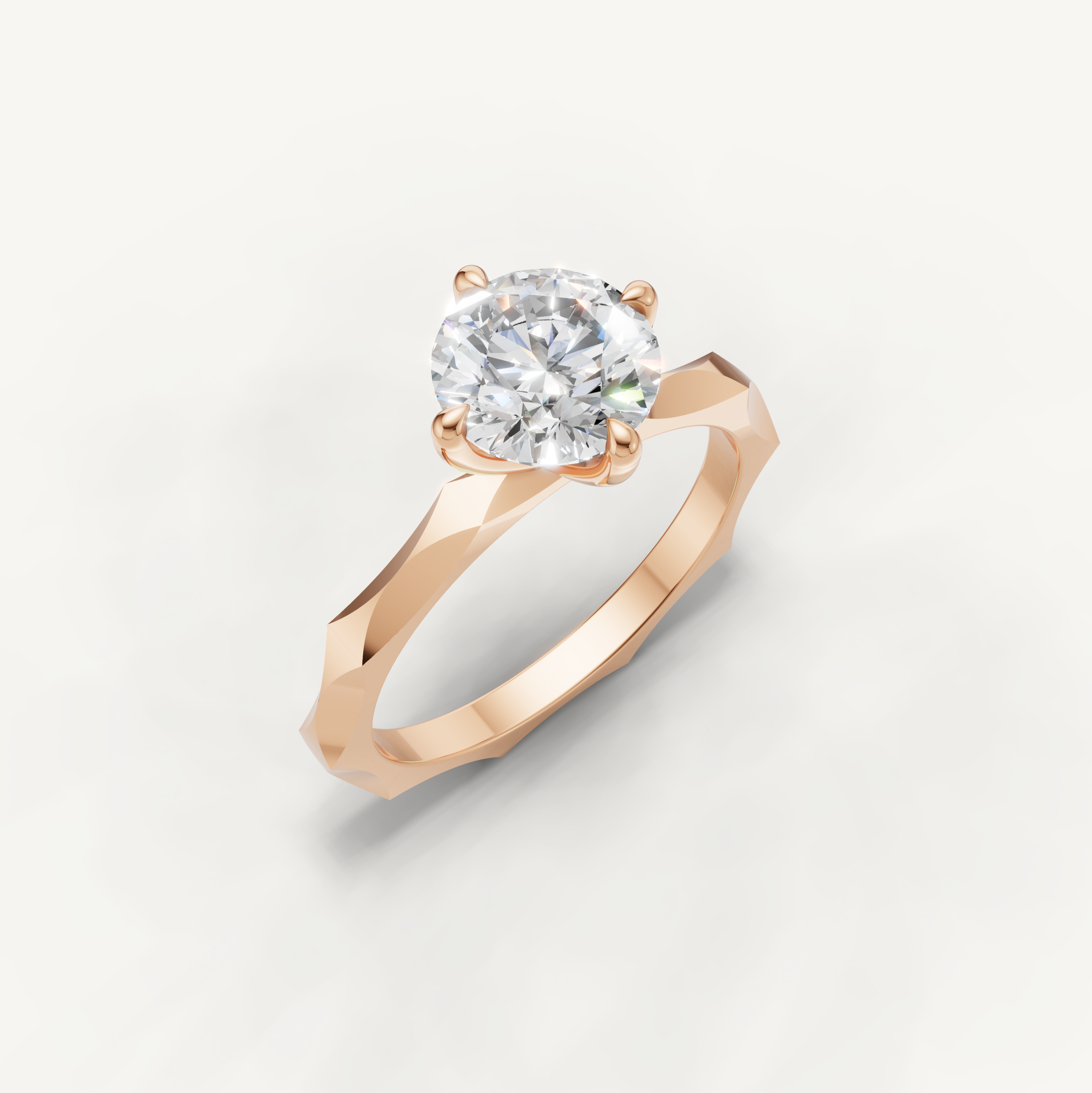 Round Lab Grown Diamond Solitaire Engagement Ring in 14K Rose Gold