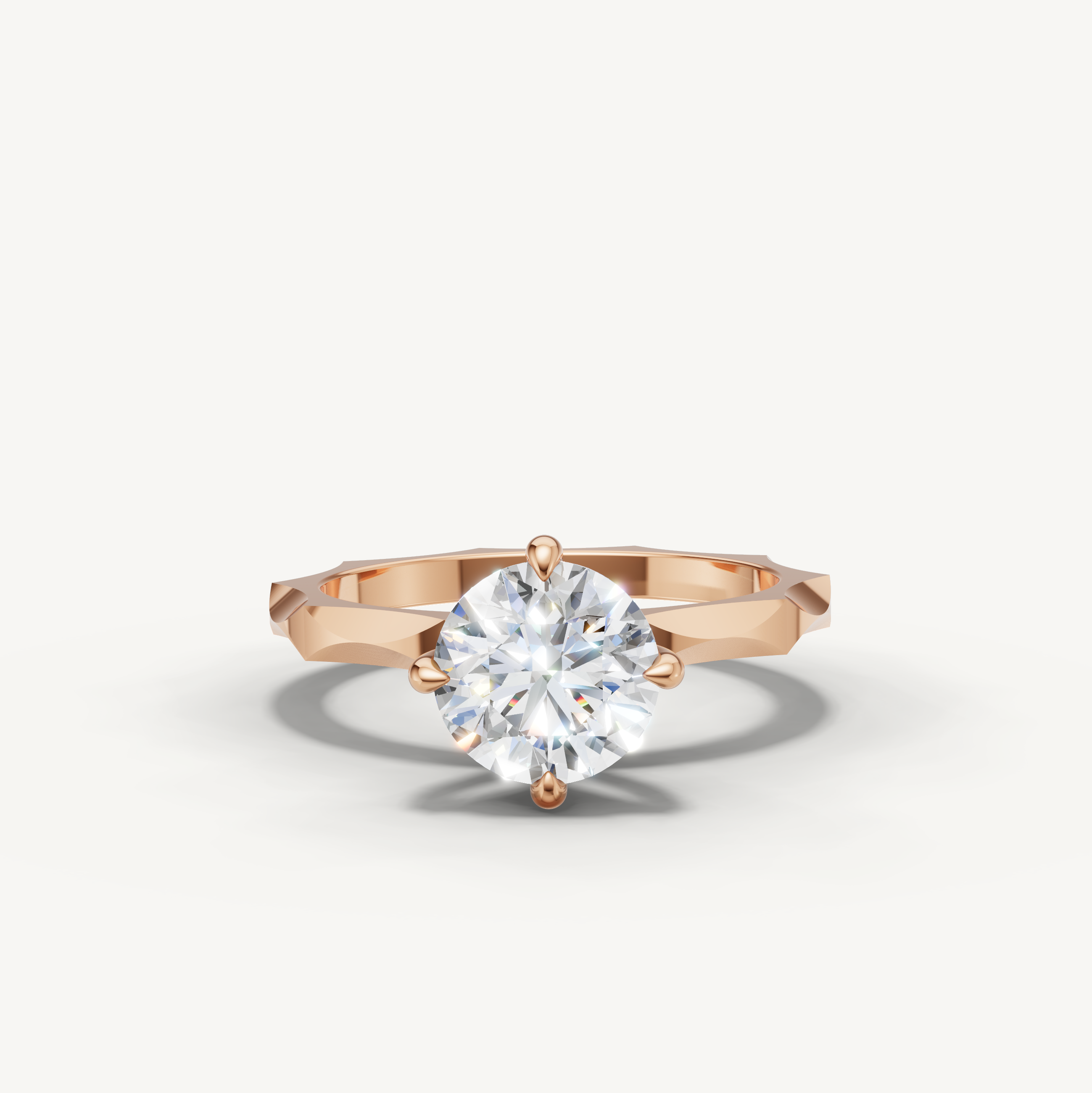 Round Lab Grown Diamond Solitaire Engagement Ring in 14K Rose Gold