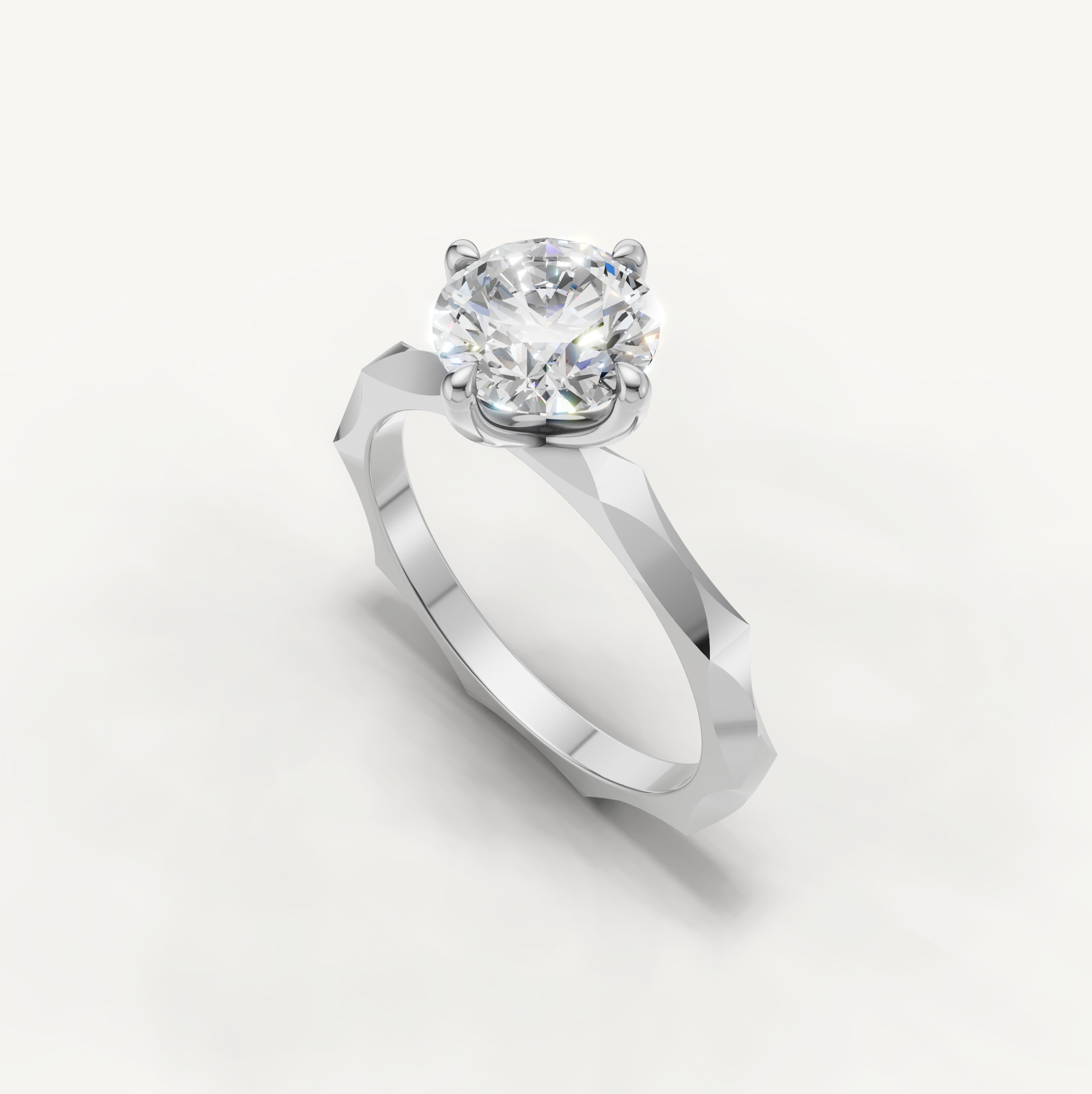 Round Lab Grown Diamond Solitaire Engagement Ring in 14K Rose Gold