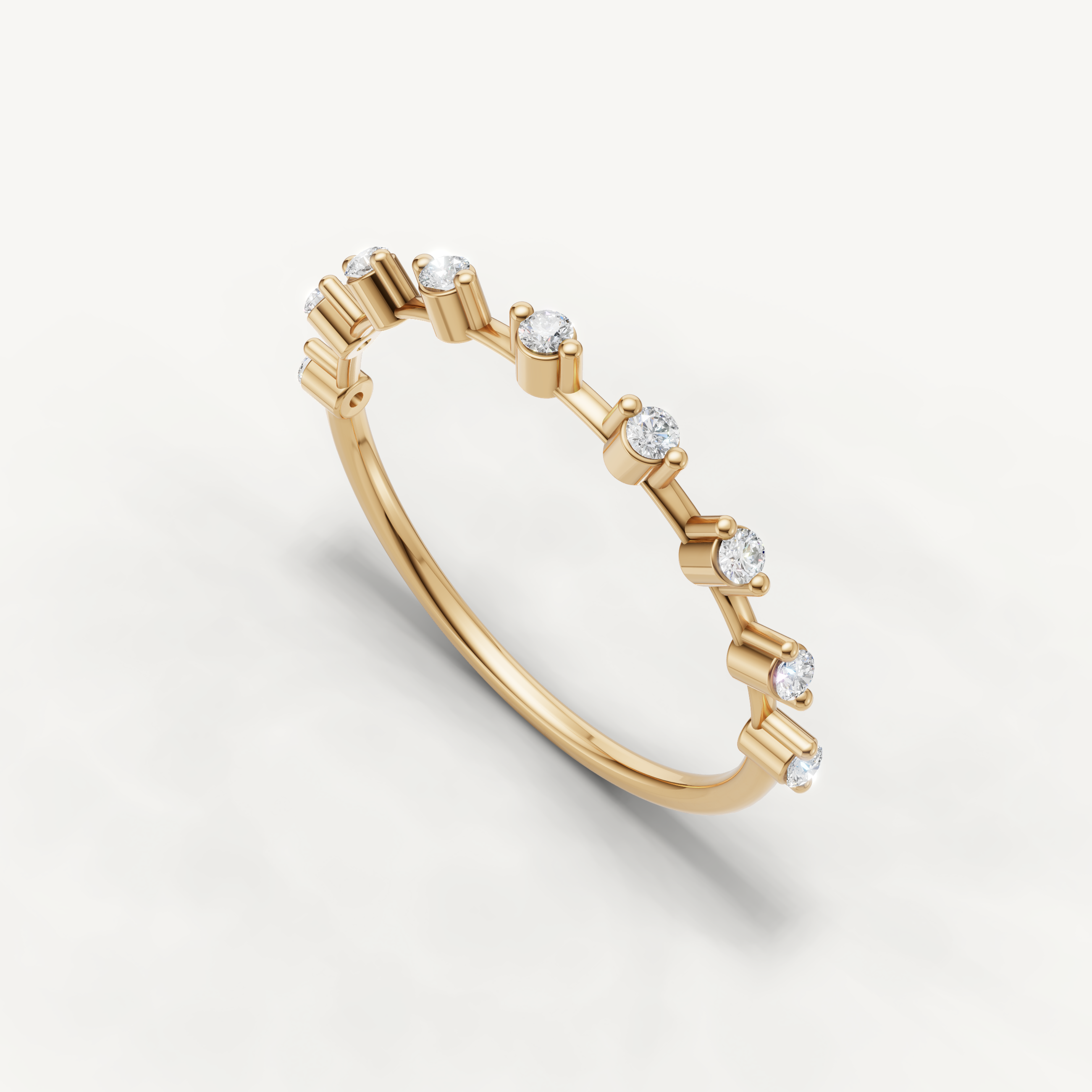 Round Lab Grown Diamond Open Wedding Band in 14K Yellow Gold