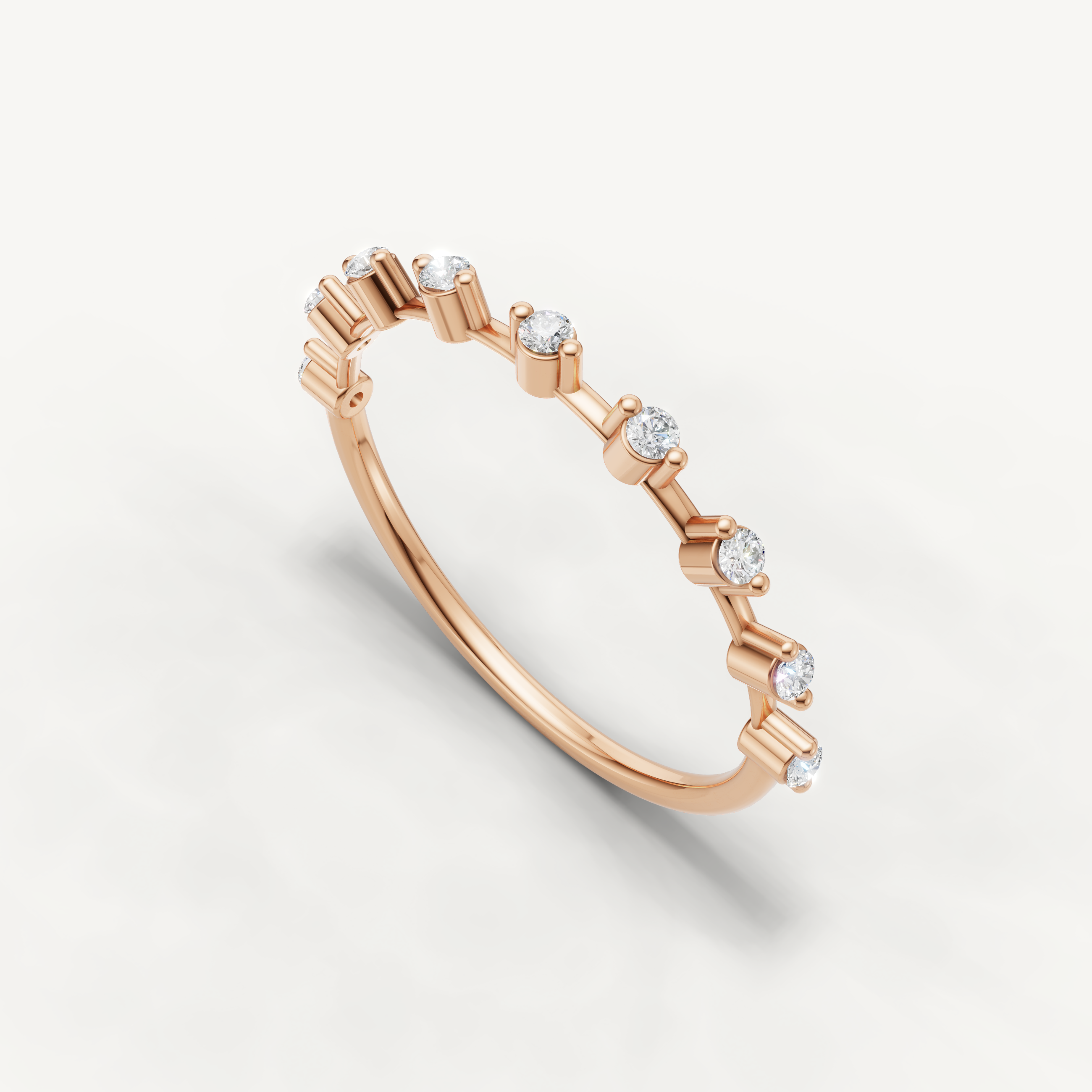 Round Lab Grown Diamond Open Wedding Band in 14K Yellow Gold