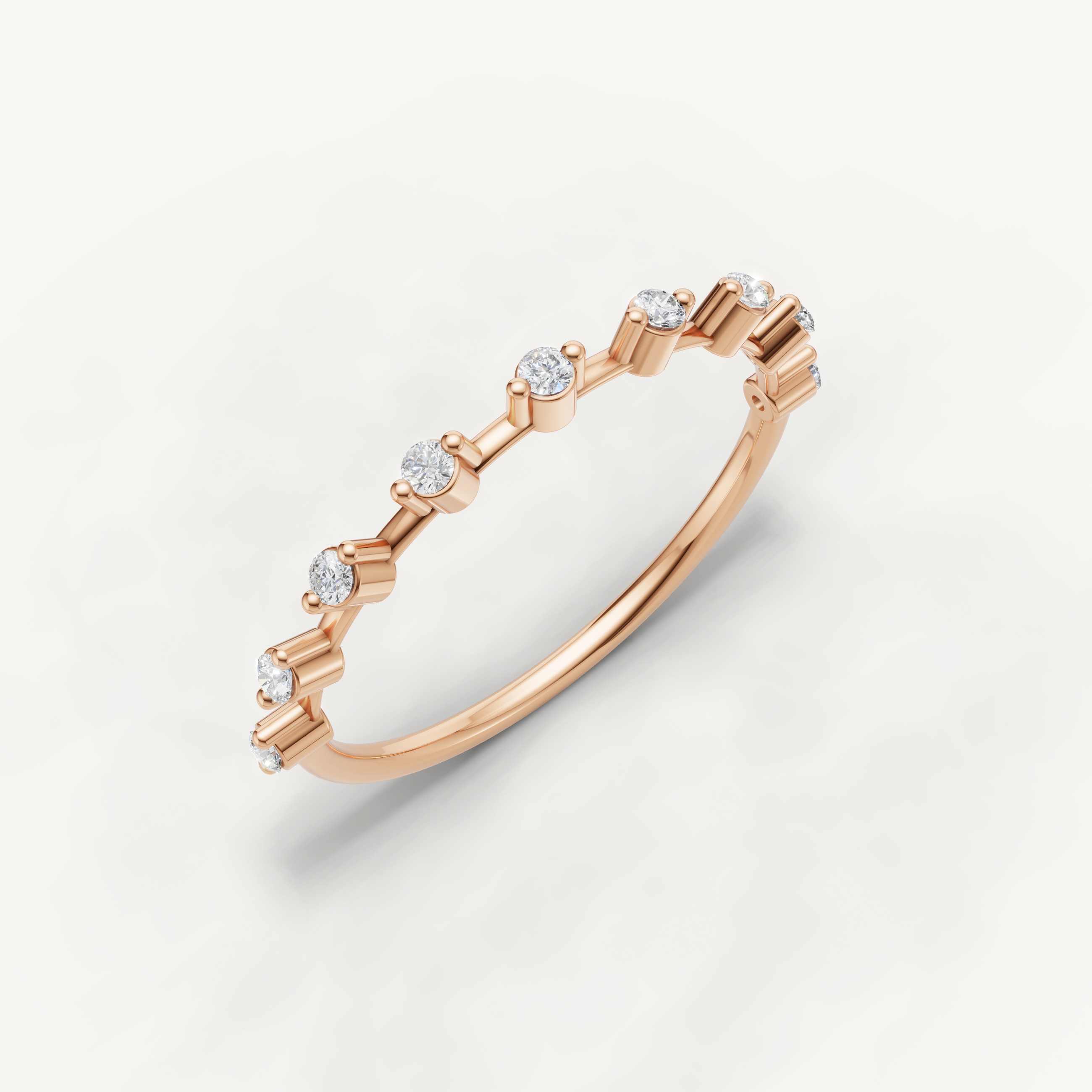 Round Lab Grown Diamond Open Wedding Band in 14K Yellow Gold
