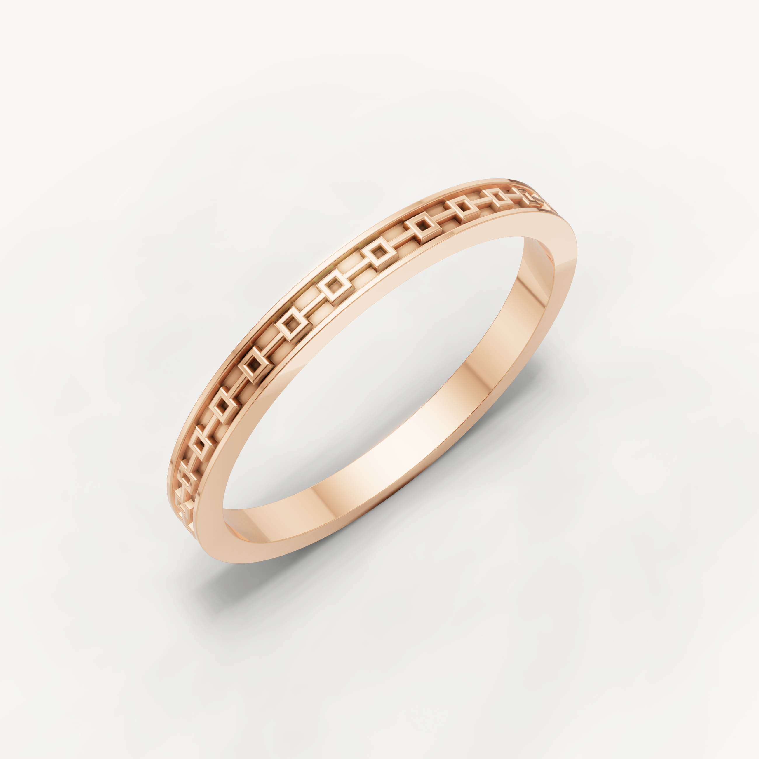 Geometric Plain Gold Wedding Band in 14K Yellow Gold
