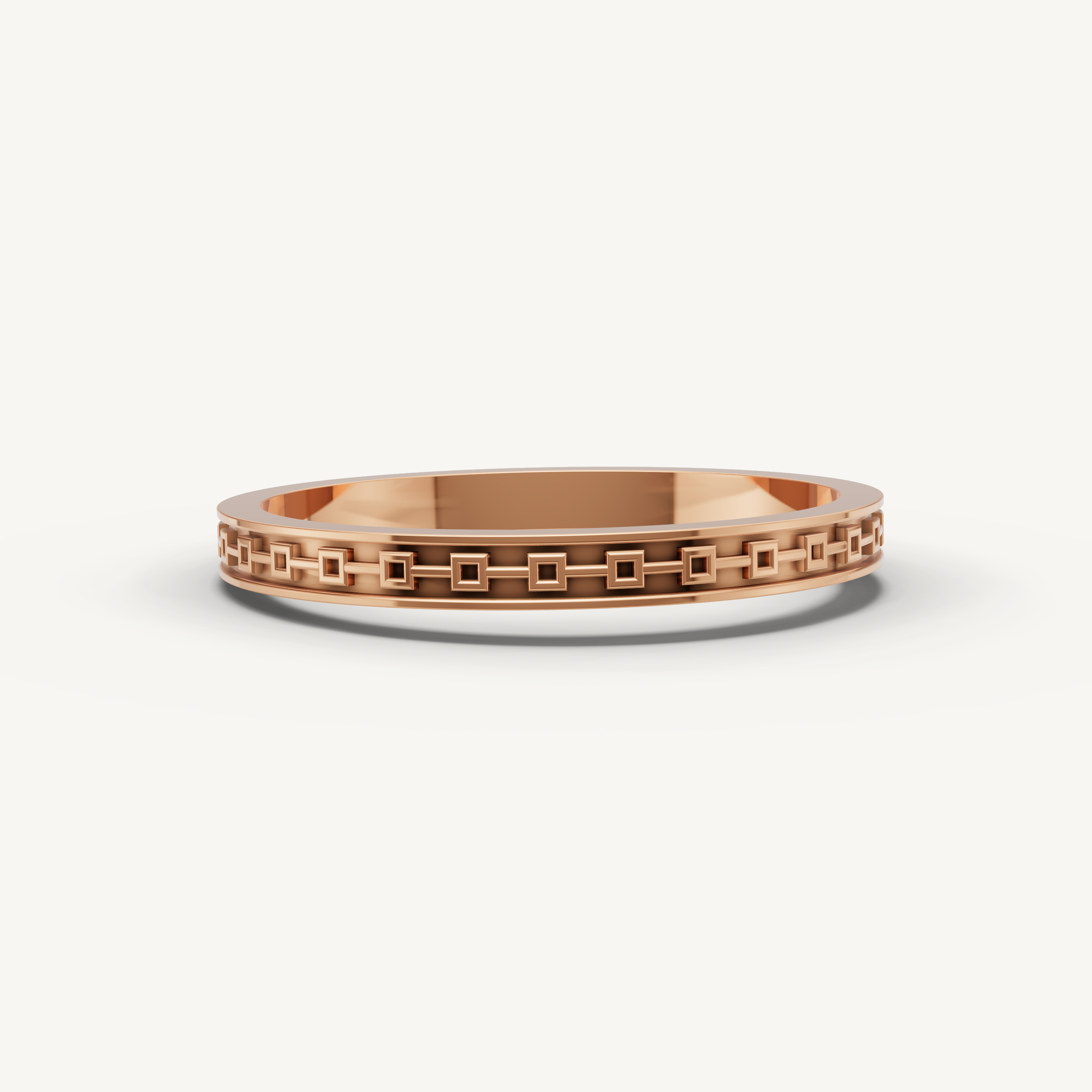 Geometric Plain Gold Wedding Band in 14K Yellow Gold