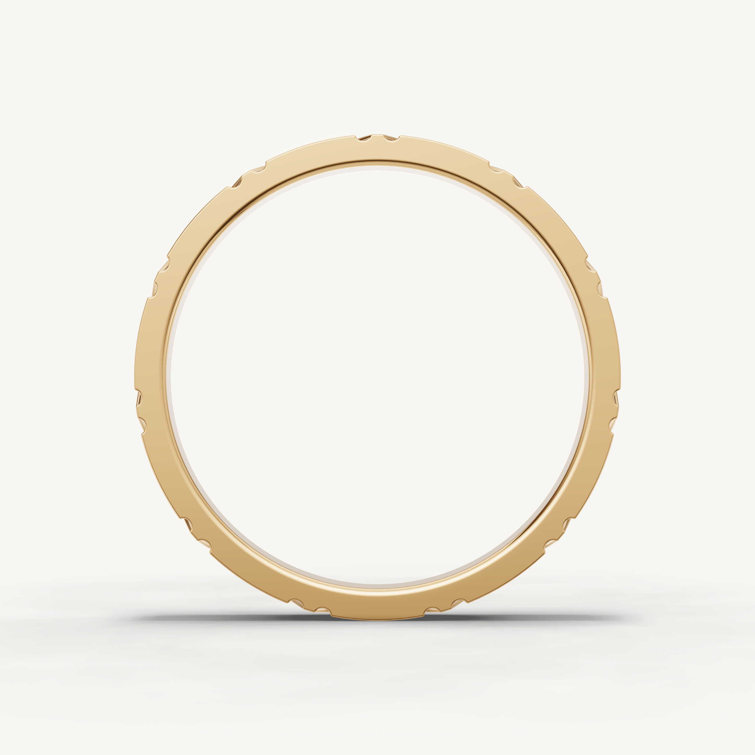 Vintage Plain Gold Geometric Wedding Band in 14K Yellow Gold