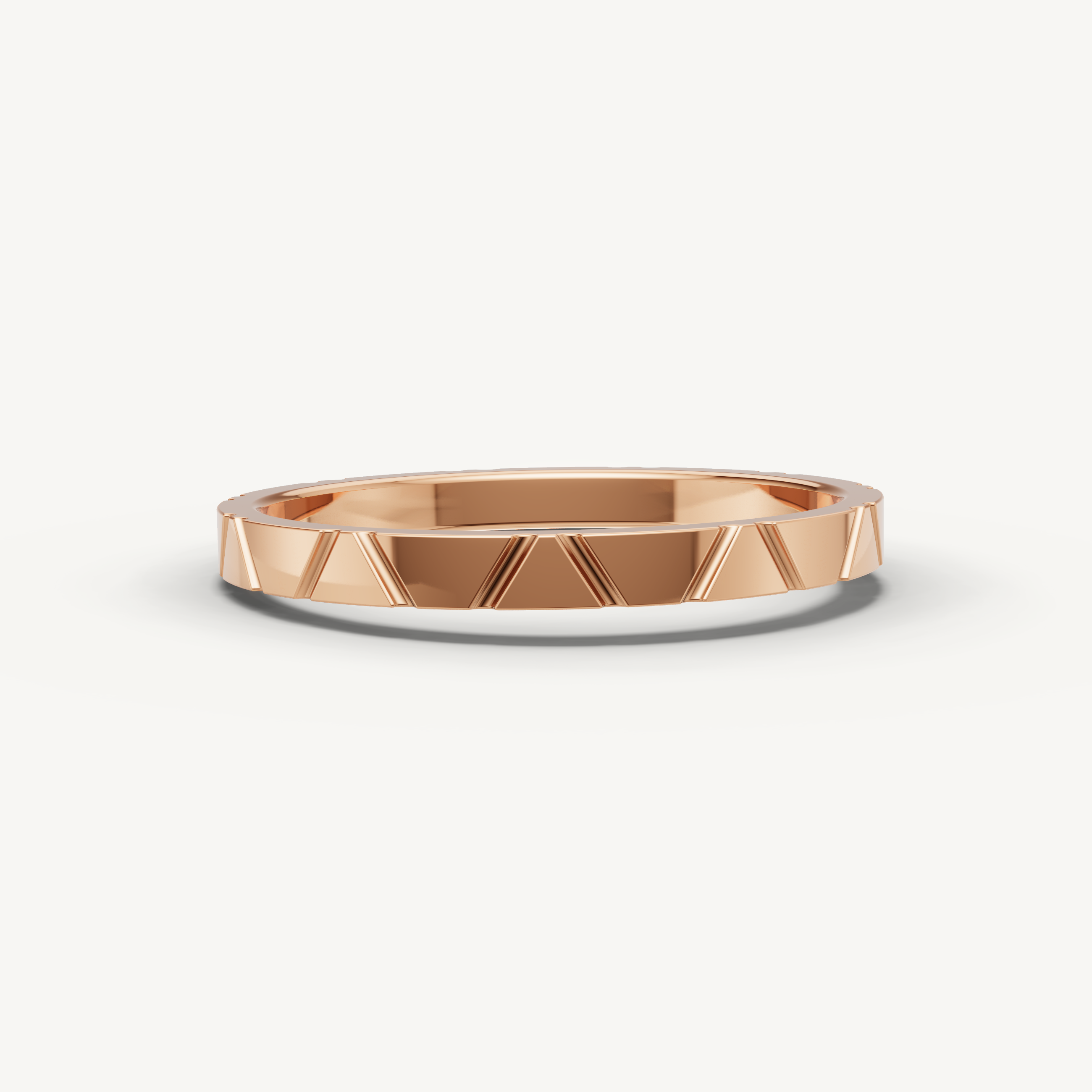 Vintage Plain Gold Geometric Wedding Band in 14K Yellow Gold