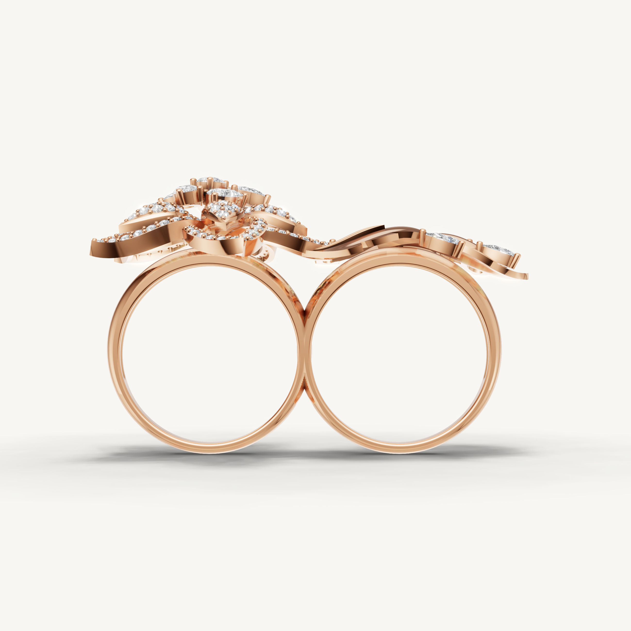 Lab Grown Diamond Floral Statement Ring in 14K Yellow Gold