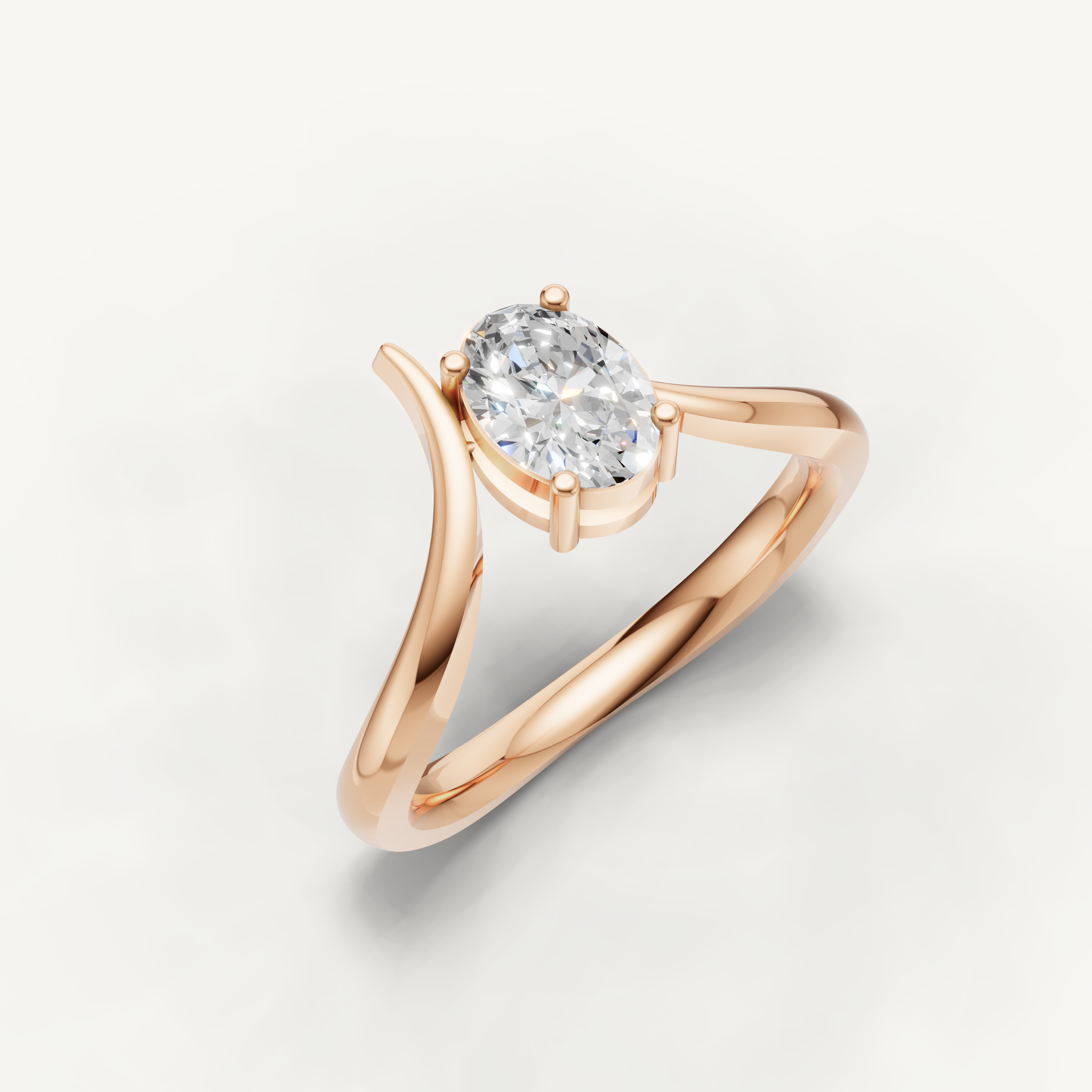 Oval Lab Grown Diamond Bypass Engagement Ring in 14K Gold