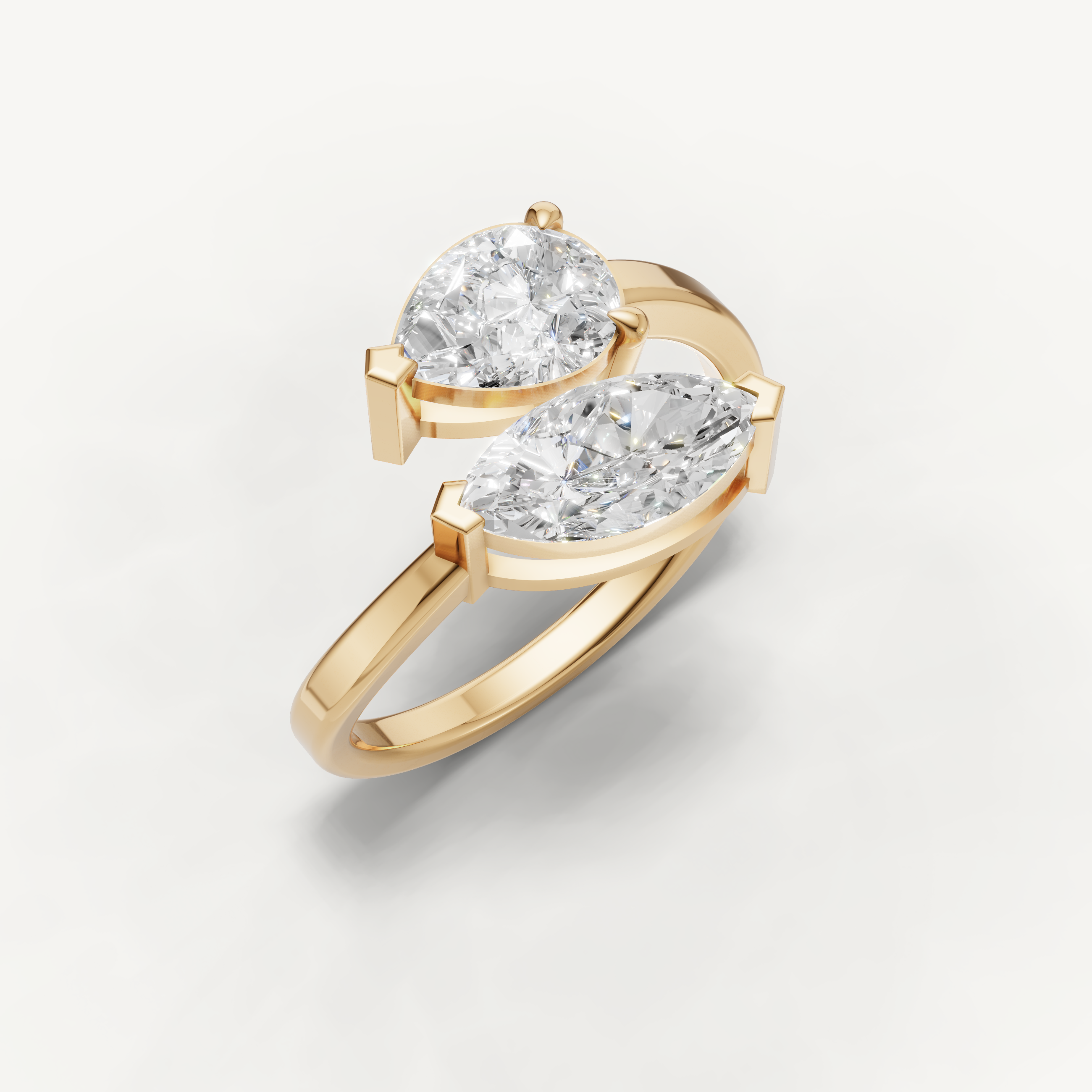 Pear & Marquise Lab Grown Diamond Toi et Moi Engagement Ring in 14K Yellow Gold