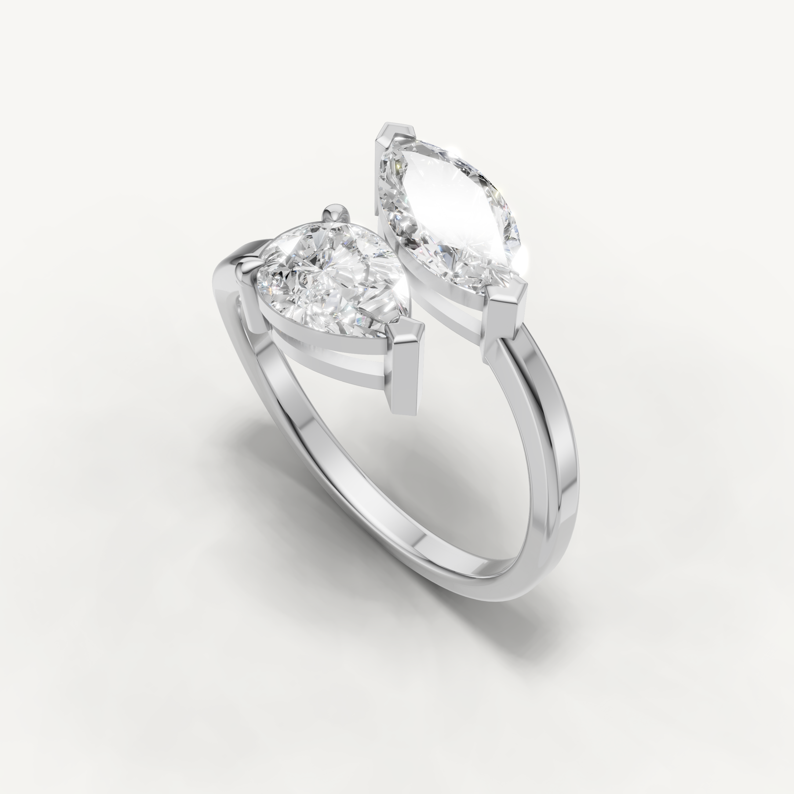 Pear & Marquise Lab Grown Diamond Toi et Moi Engagement Ring in 14K Yellow Gold
