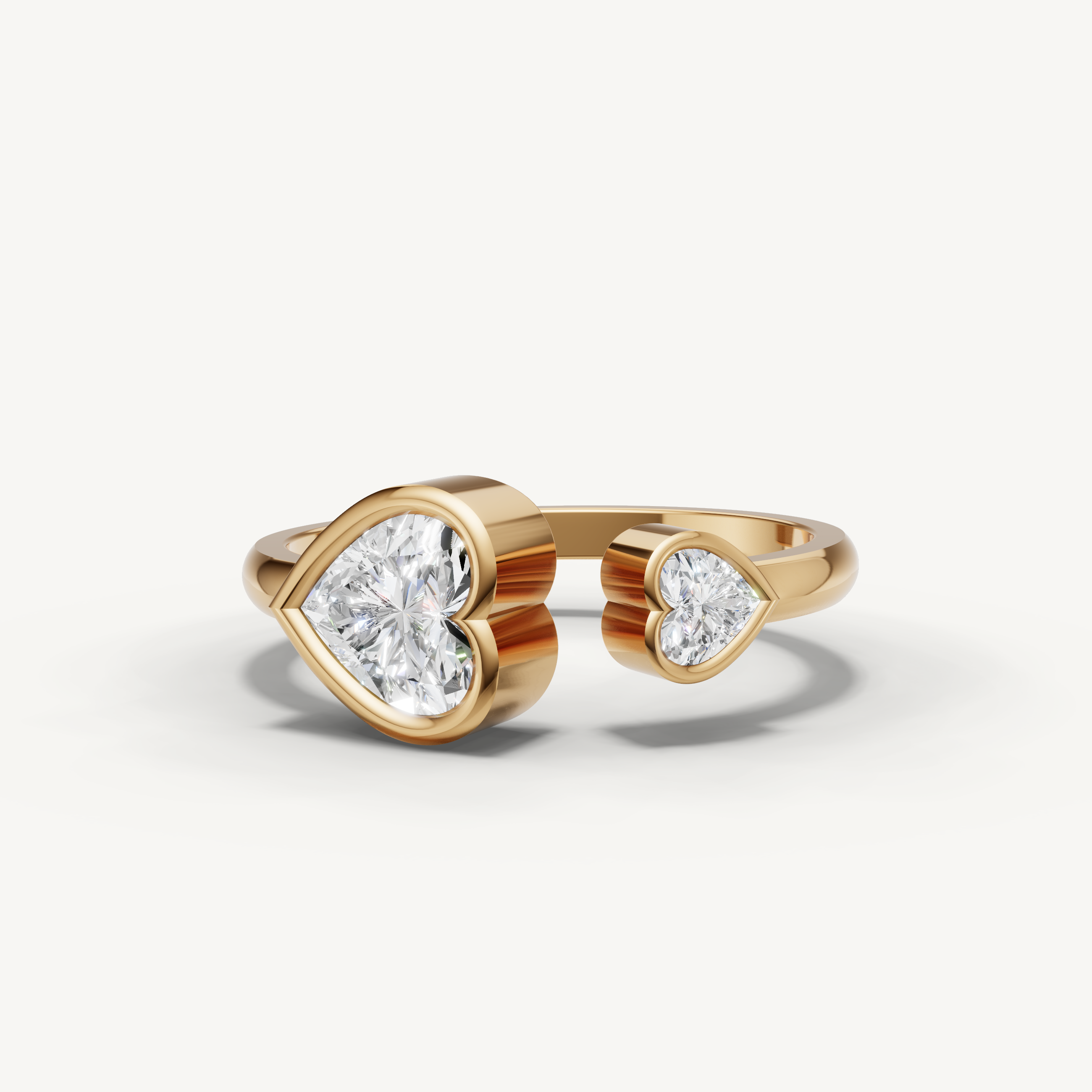 Heart Lab Grown Diamond Toi et Moi Engagement Ring in 14K Gold