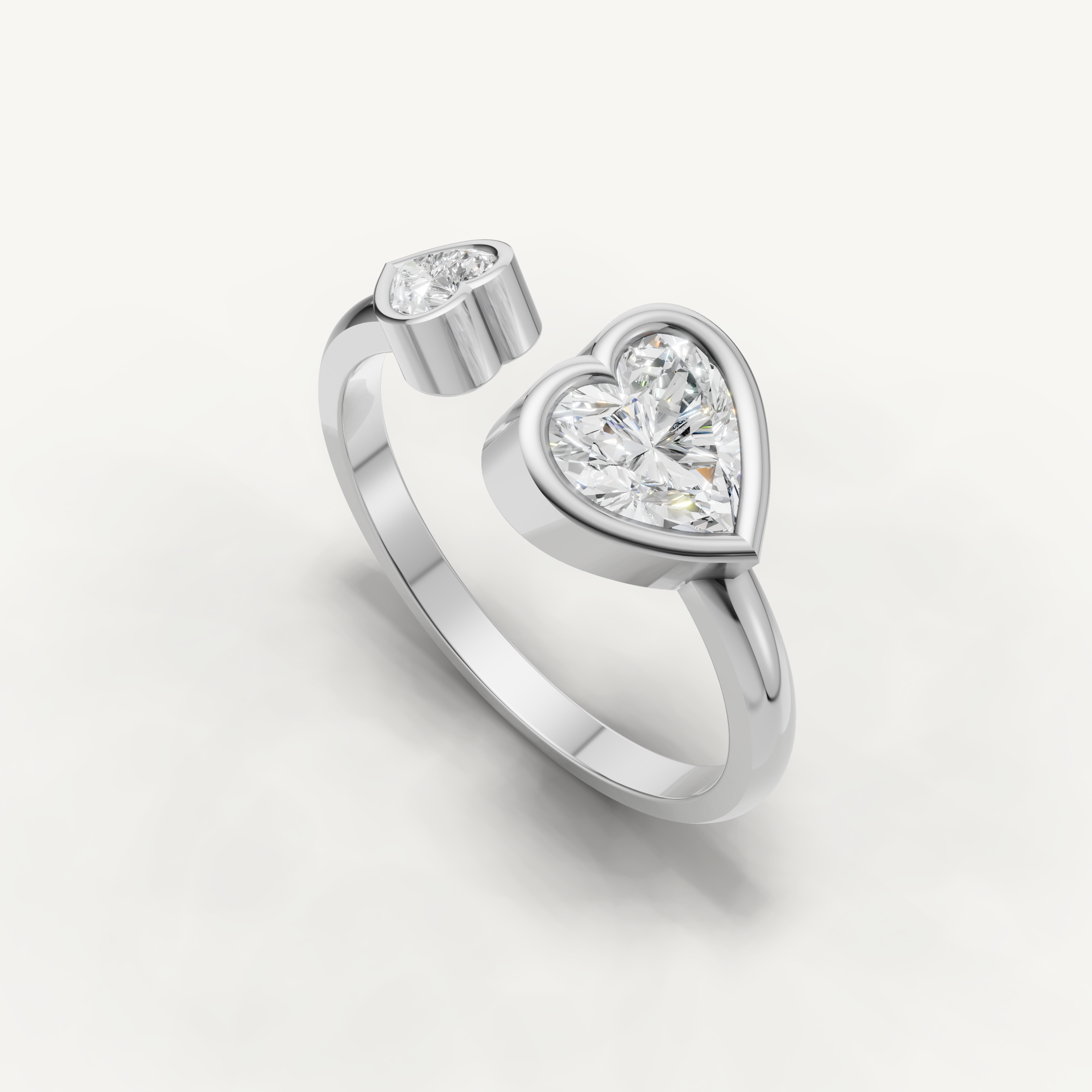 Heart Lab Grown Diamond Toi et Moi Engagement Ring in 14K Gold