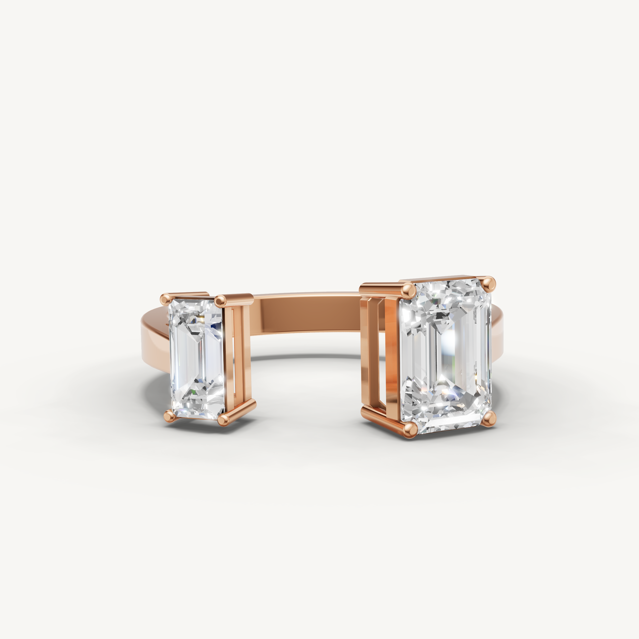 Emerald Cut Lab Grown Diamond Toi et Moi Engagement Ring in 14K Yellow Gold