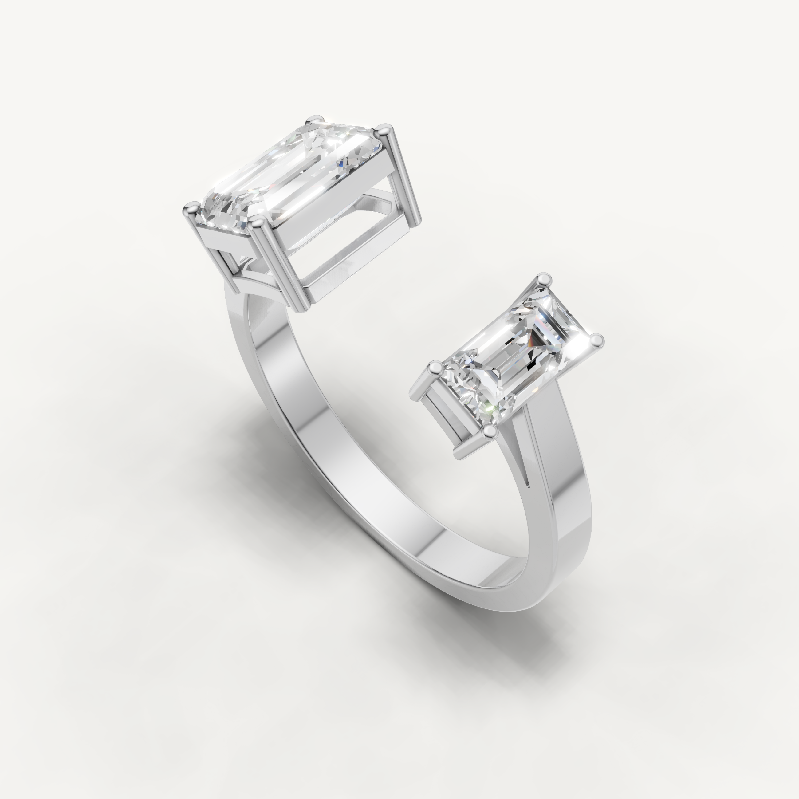 Emerald Cut Lab Grown Diamond Toi et Moi Engagement Ring in 14K Yellow Gold