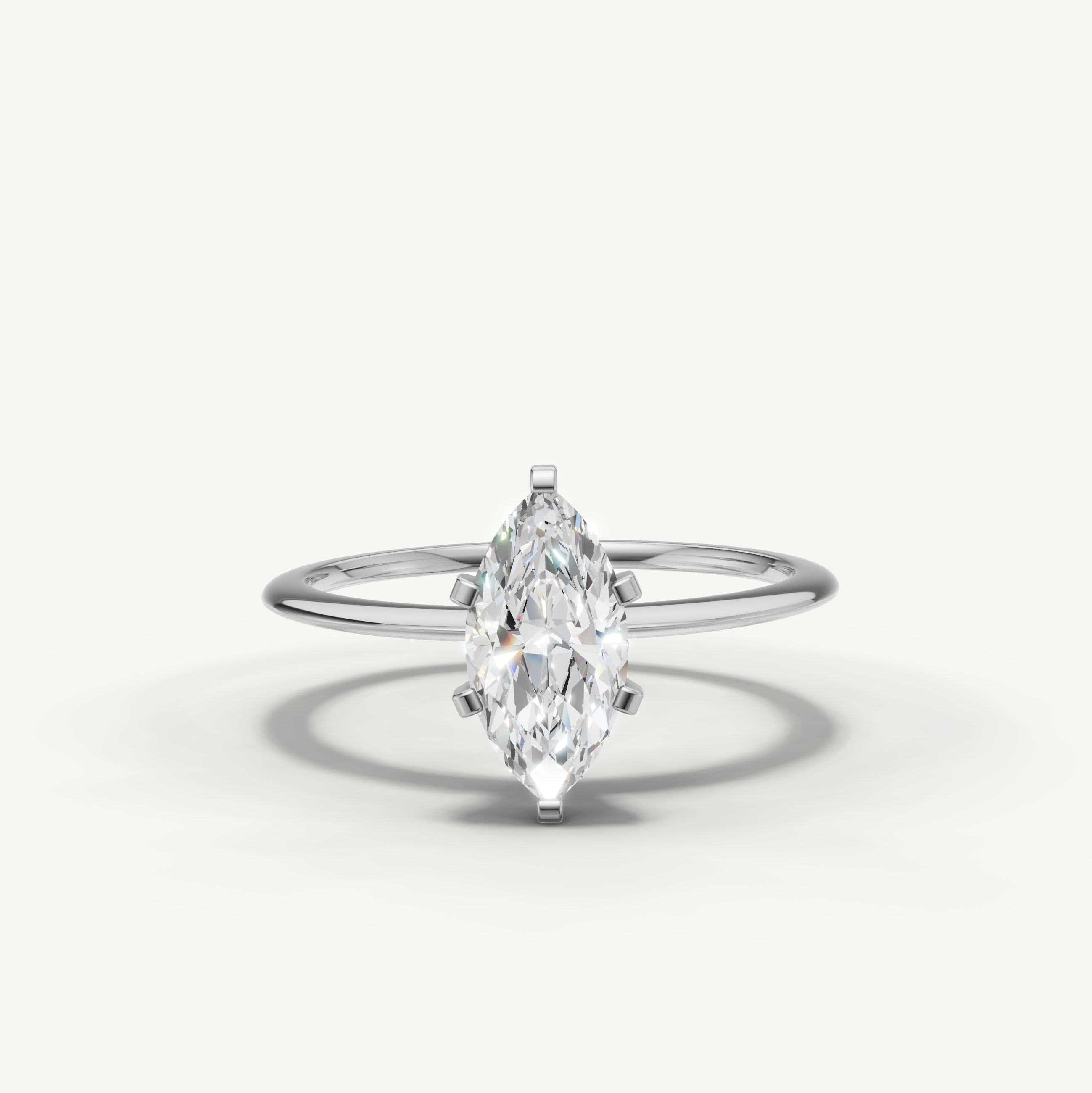 Marquise cut lab grown diamond solitaire engagement ring in white gold by Raul Diamonds