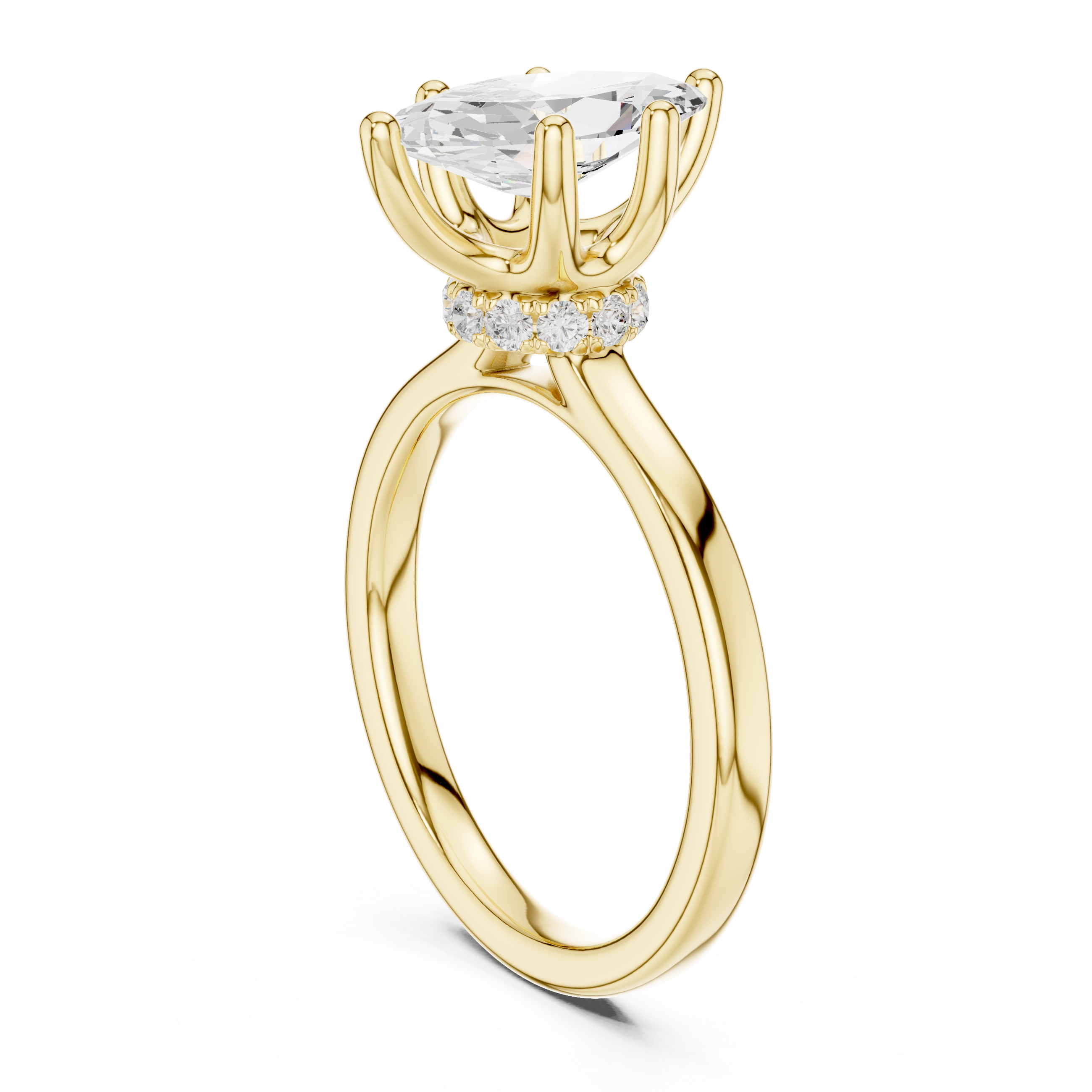 Elegant marquise cut lab grown diamond halo engagement ring