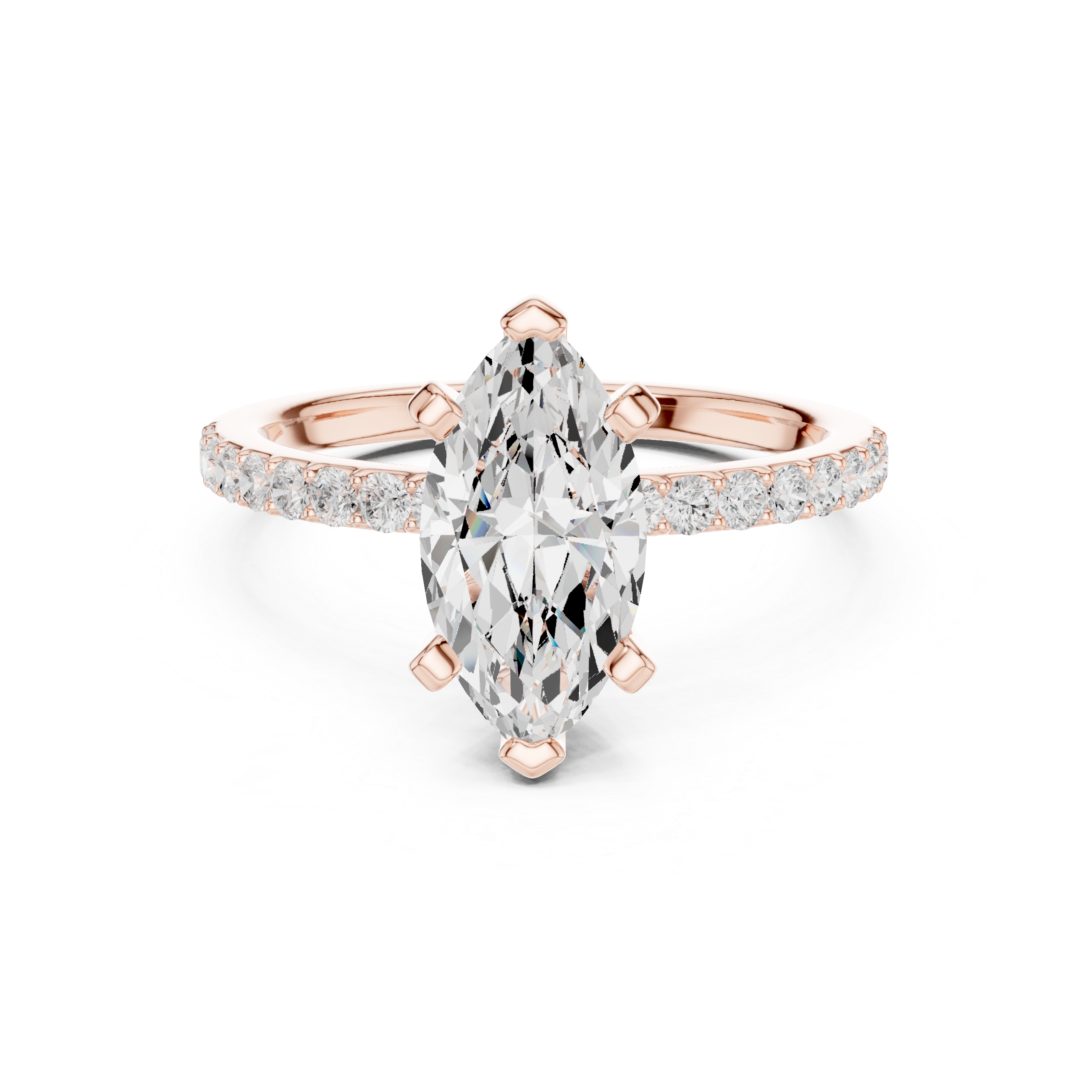 14K gold engagement ring with 2.0ct marquise lab diamond