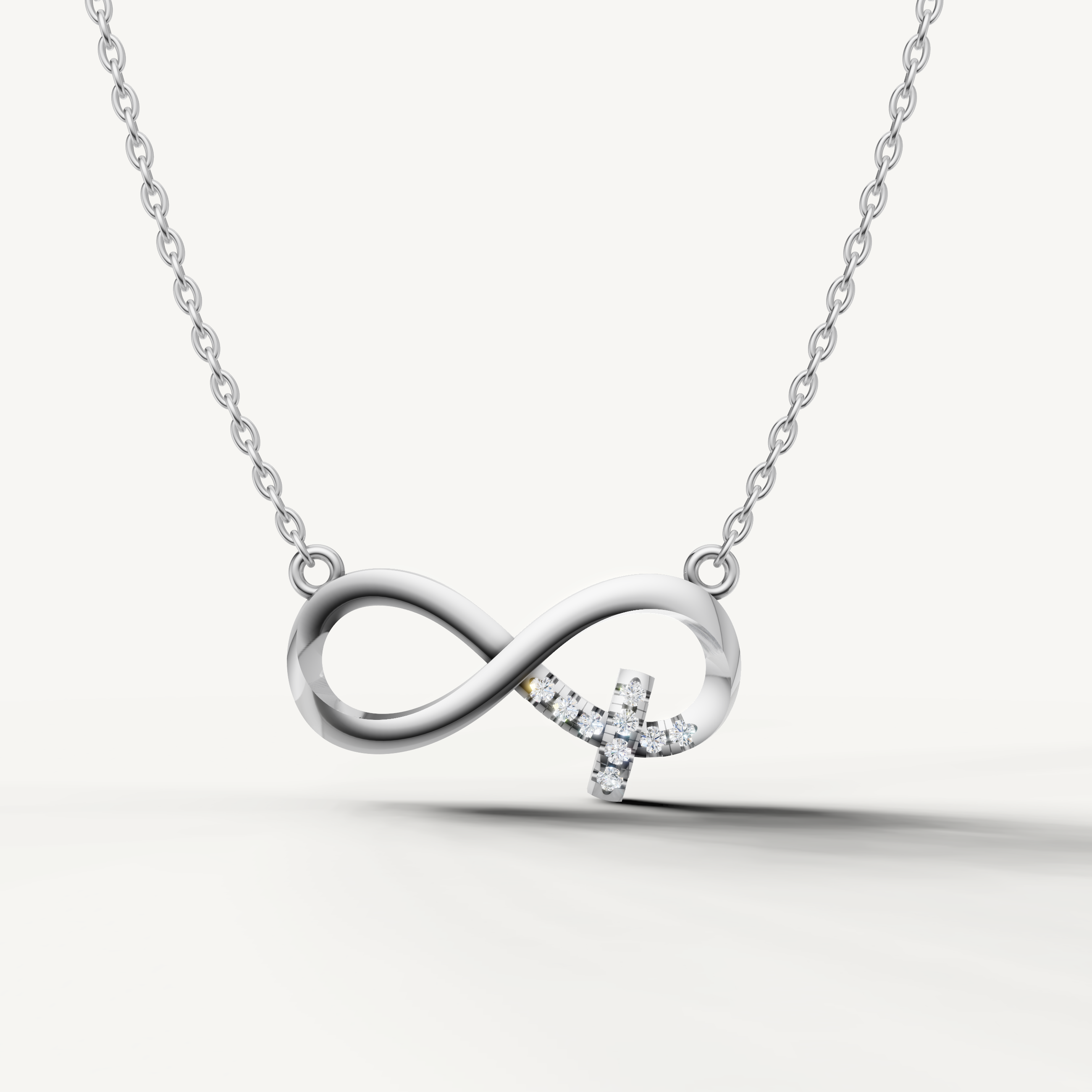 Raul Diamonds Infinity Initial Pendant Necklace in 14K White Gold