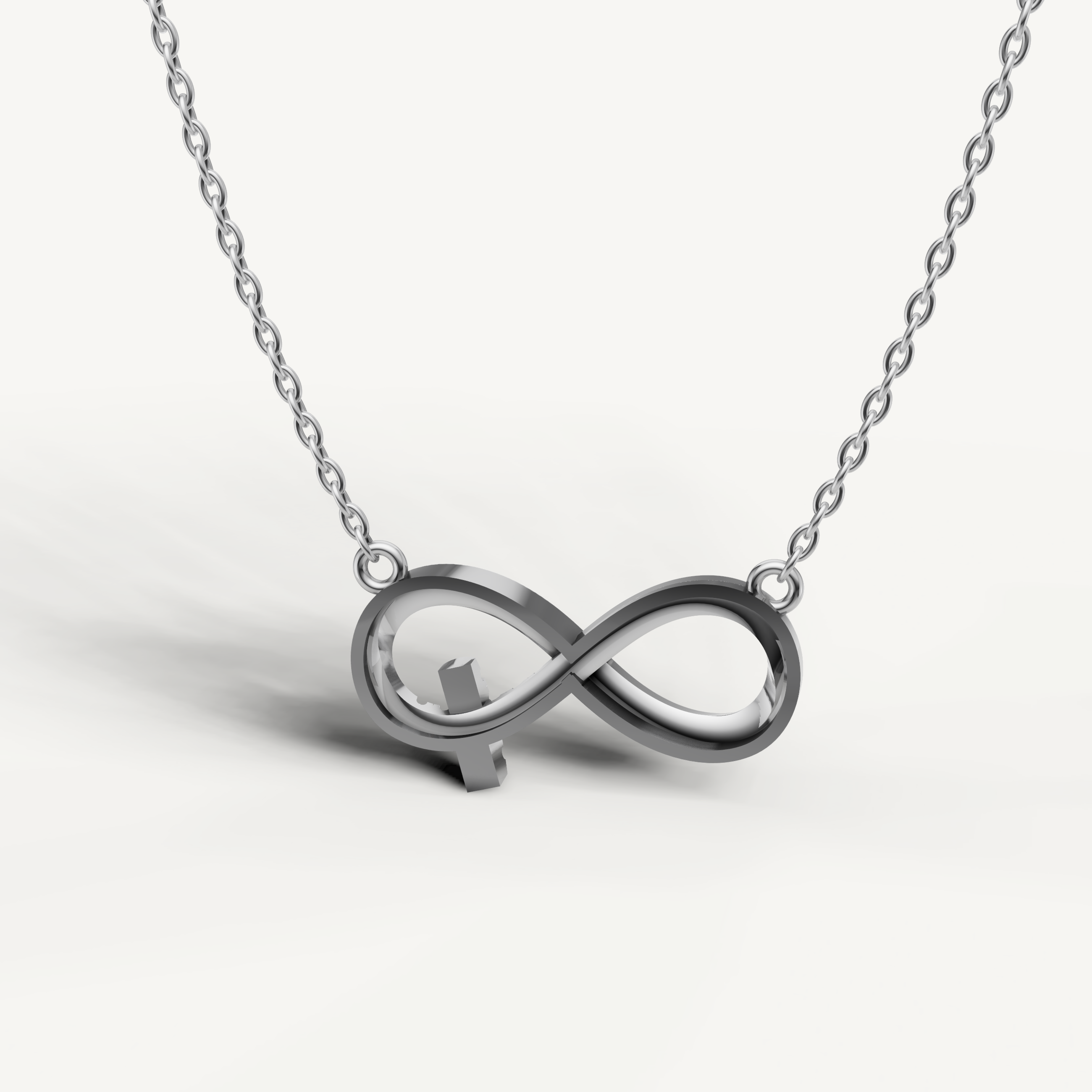 Minimalist Infinity Letter Pendant Necklace in White Gold by Raul Diamonds
