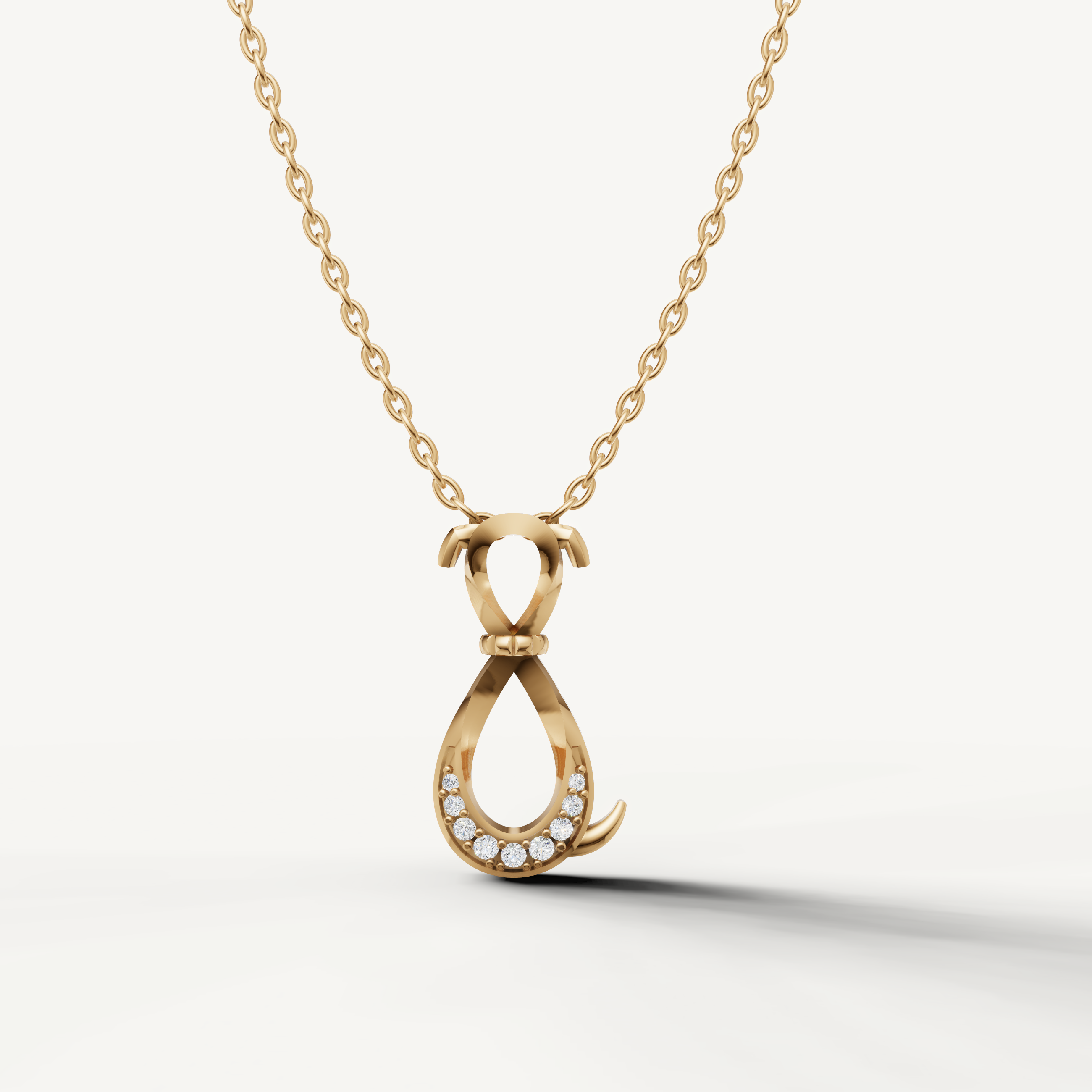 Raul Diamonds Diamond Horse Shoe Pendant Necklace in 14K Yellow Gold