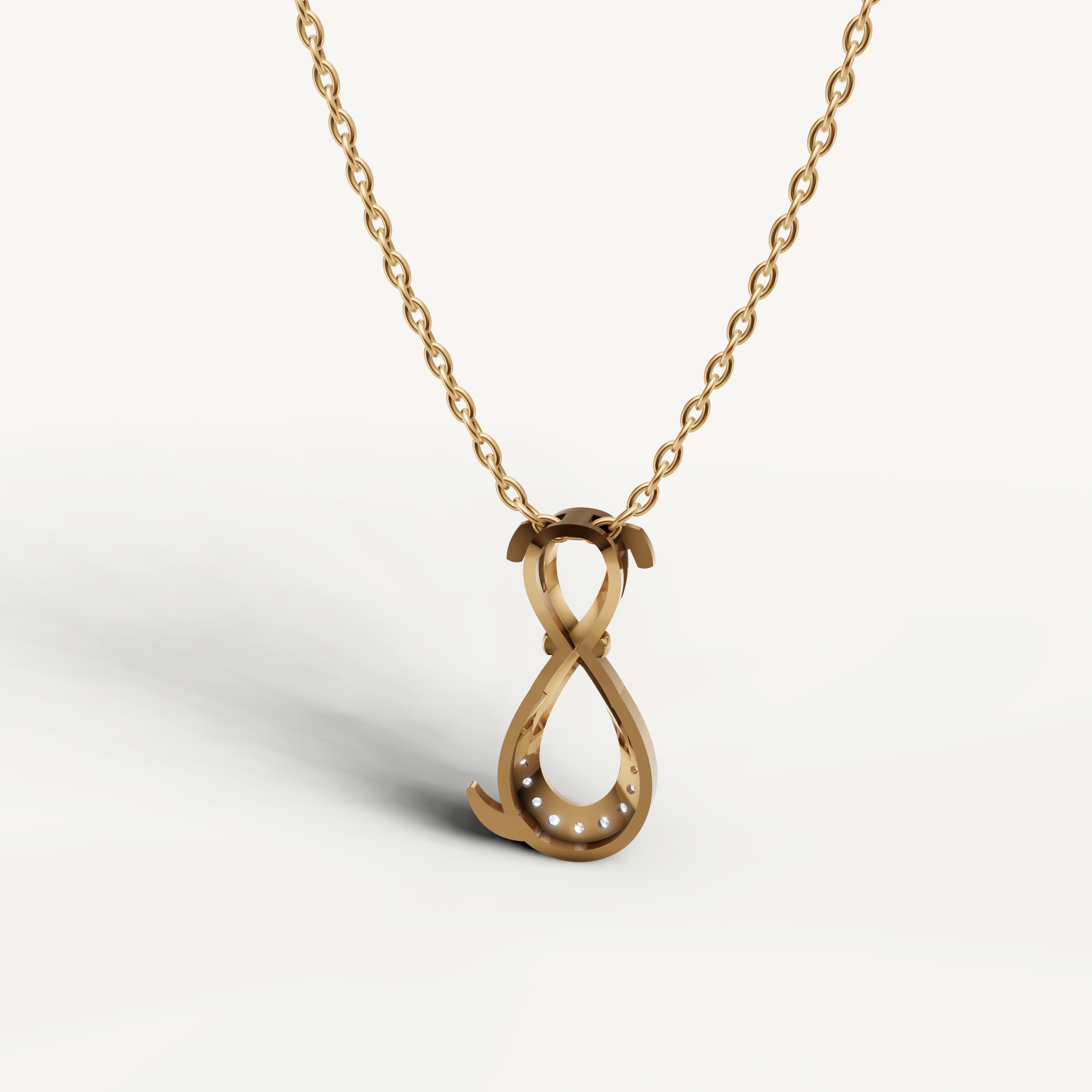 Lucky Horseshoe Lab Grown Diamond Pendant Necklace in Yellow Gold