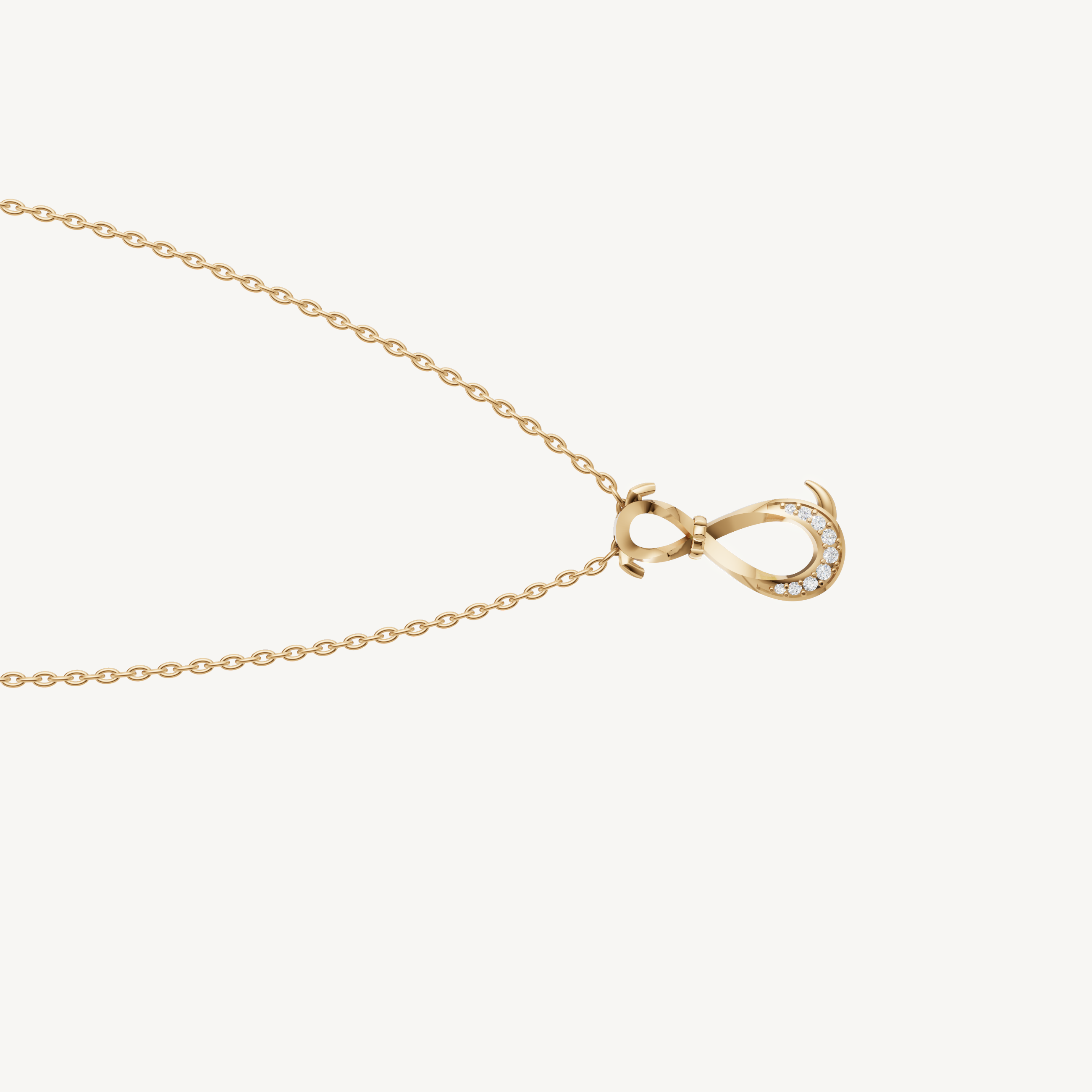 Modern Lucky Horseshoe Pendant with Lab Grown Diamonds in Yellow Gold