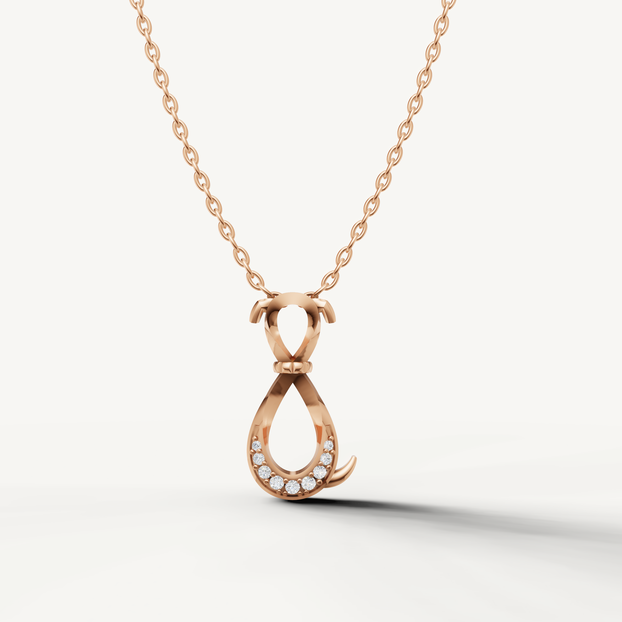 Raul Diamonds Diamond Horse Shoe Pendant Necklace in 14K Rose Gold