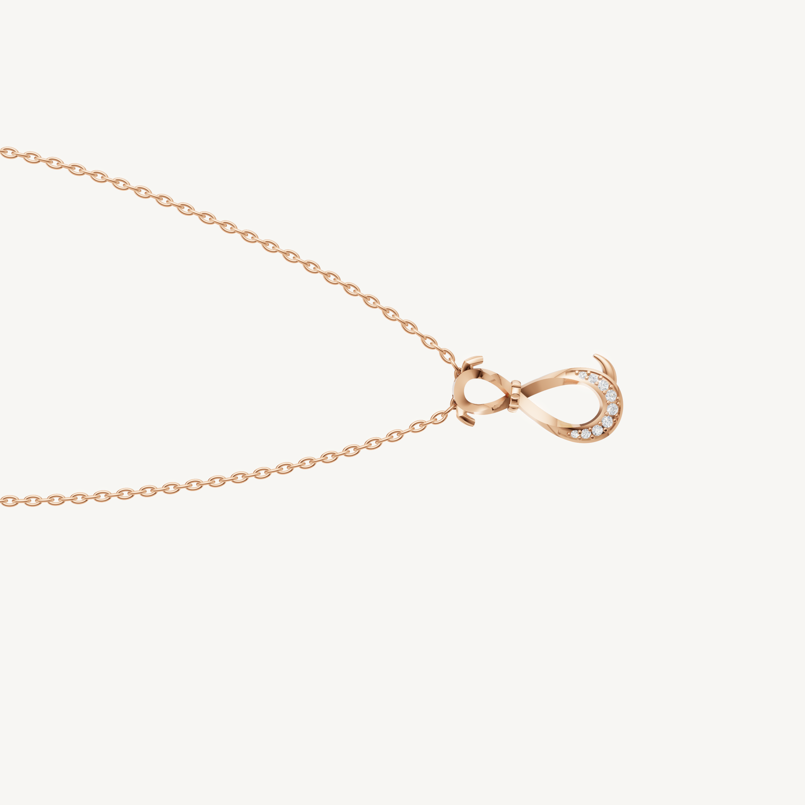 Modern Lucky Horseshoe Pendant with Lab Grown Diamonds in Rose Gold