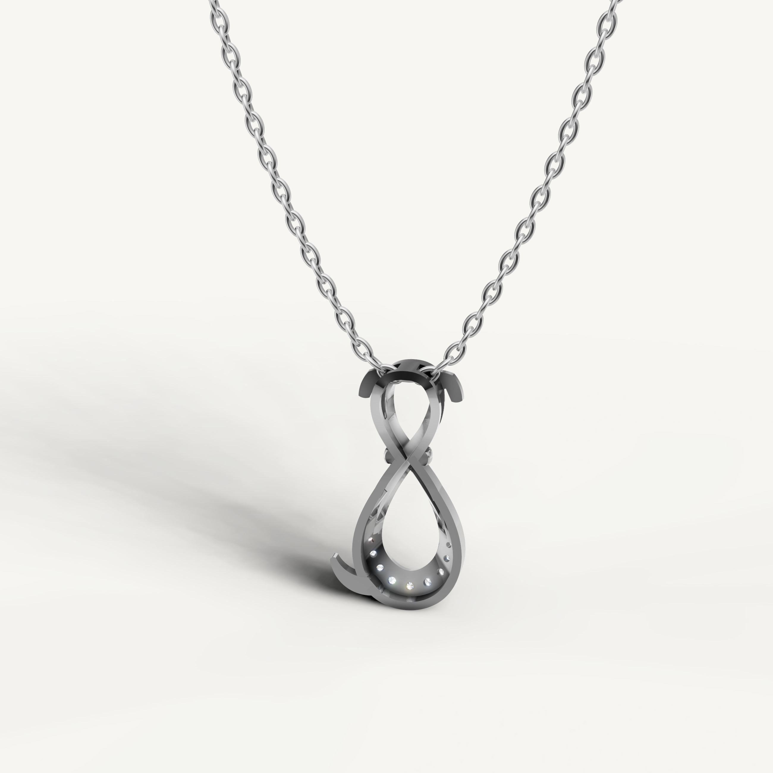 Lucky Horseshoe Lab Grown Diamond Pendant Necklace in White Gold