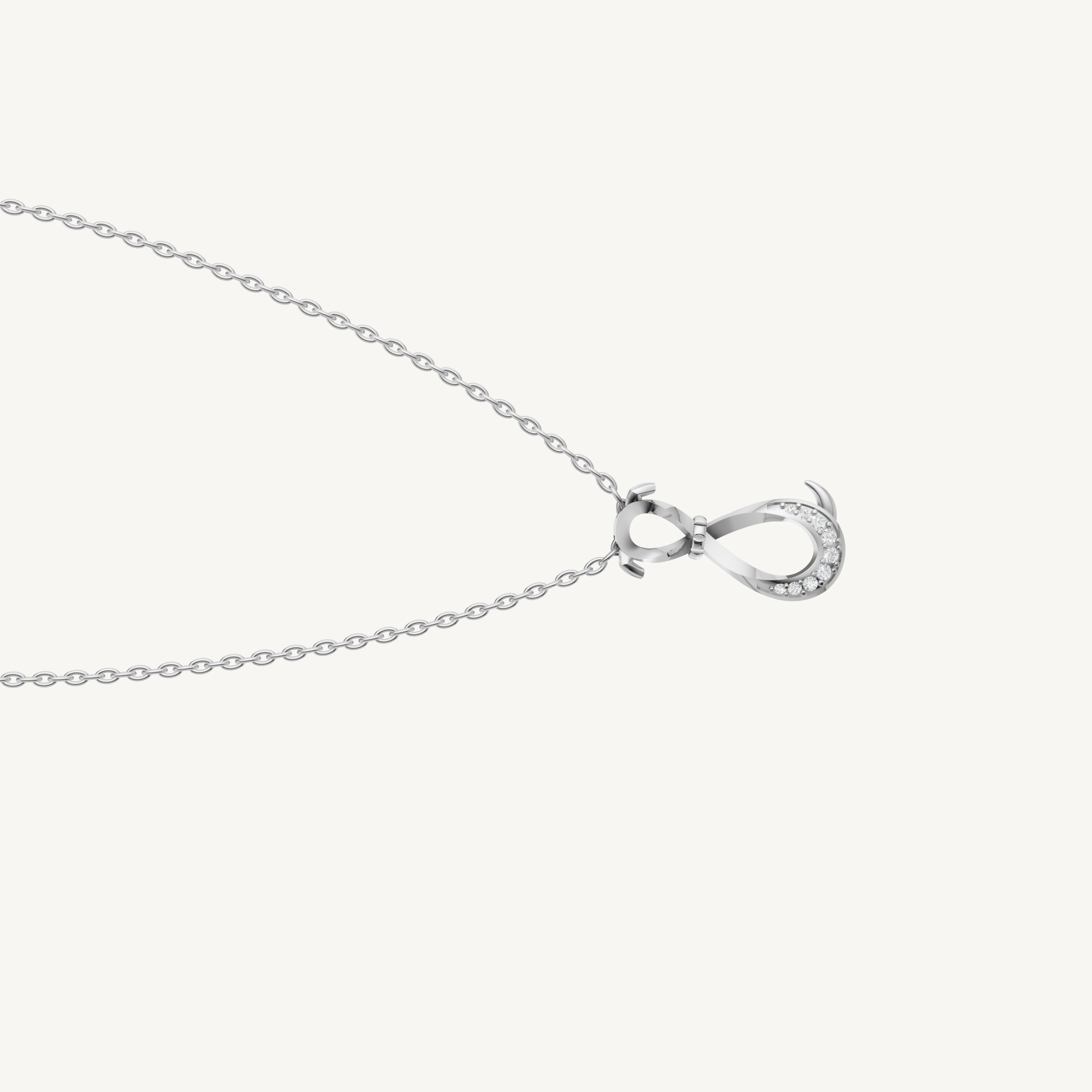 Modern Lucky Horseshoe Pendant with Lab Grown Diamonds in White Gold
