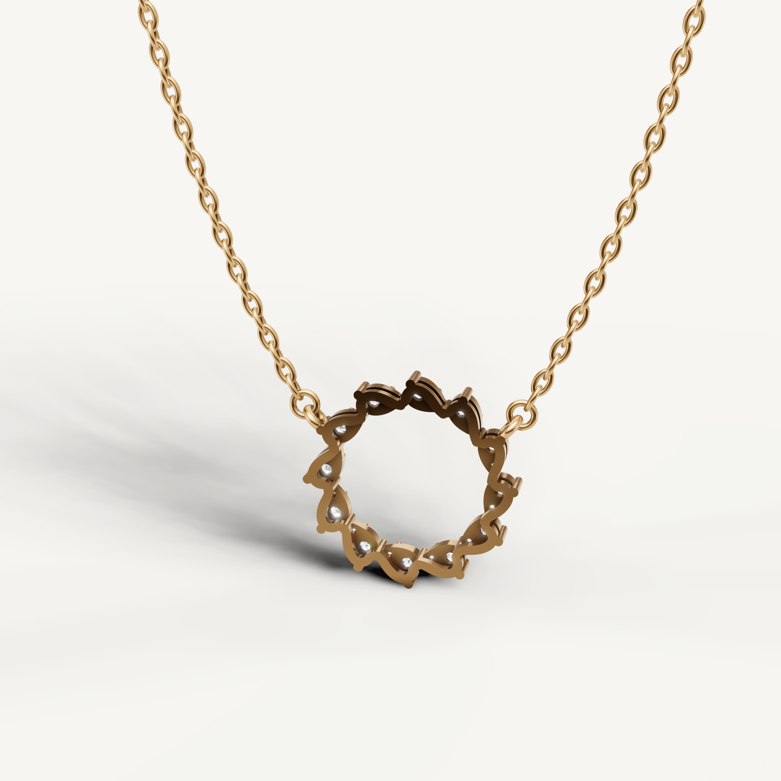 Minimalist Open Circle Lab Grown Diamond Pendant Necklace in Yellow Gold