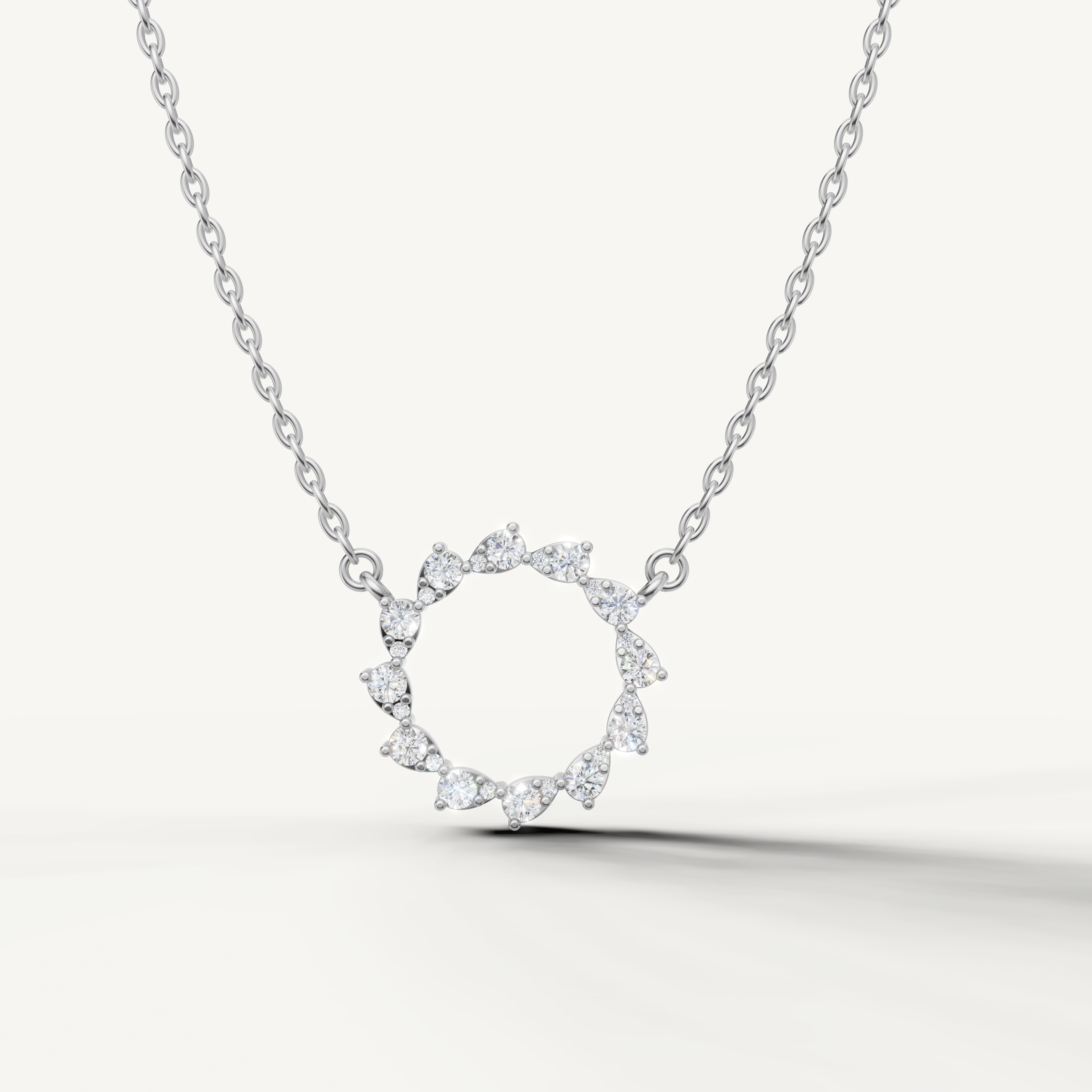 Raul Diamonds Round Diamond Circle Pendant Necklace in 14K White Gold