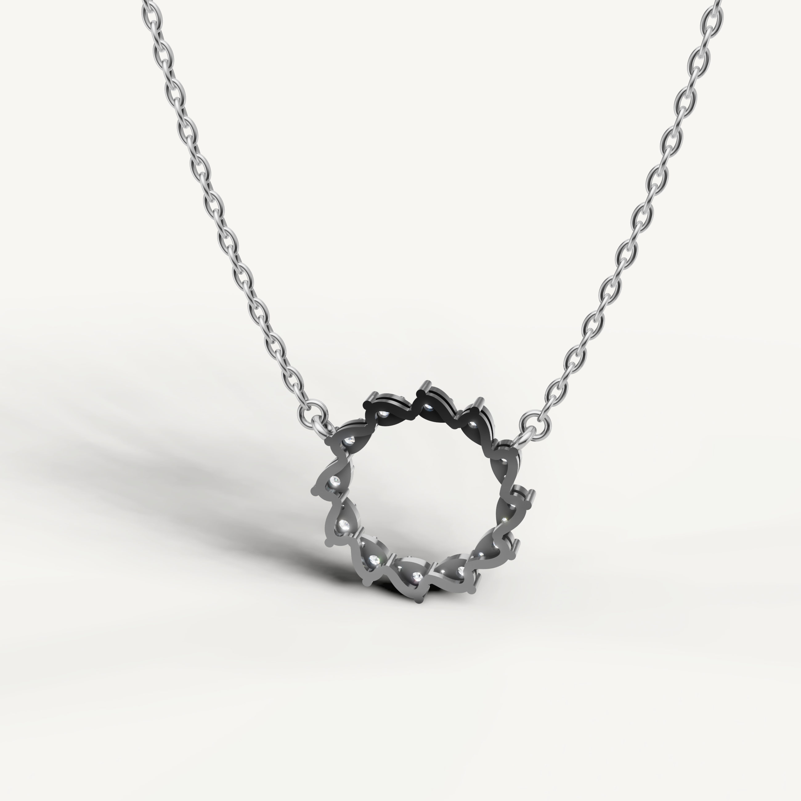 Minimalist Open Circle Lab Grown Diamond Pendant Necklace in White Gold