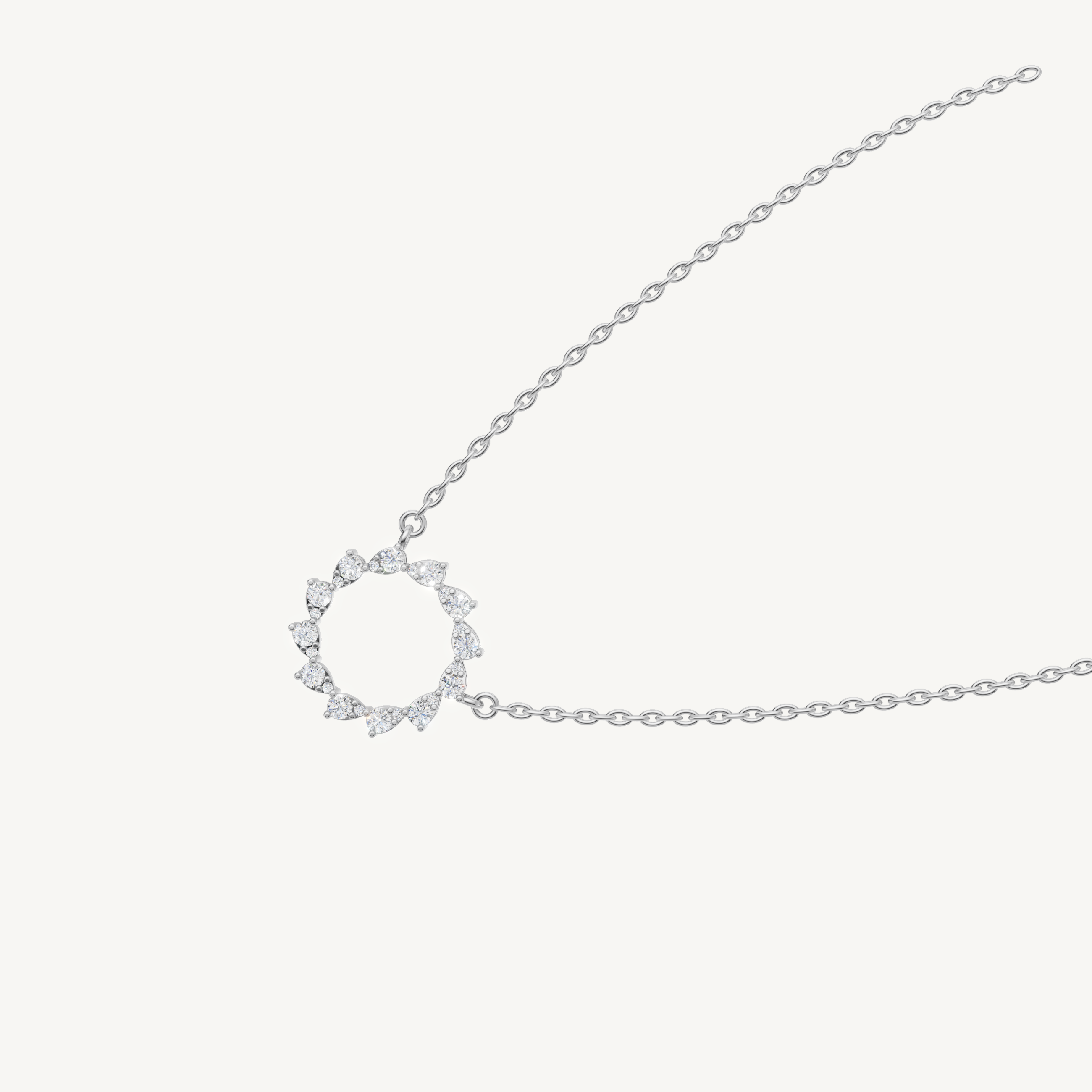 Modern Diamond Circle Necklace for Women in 14K White Gold