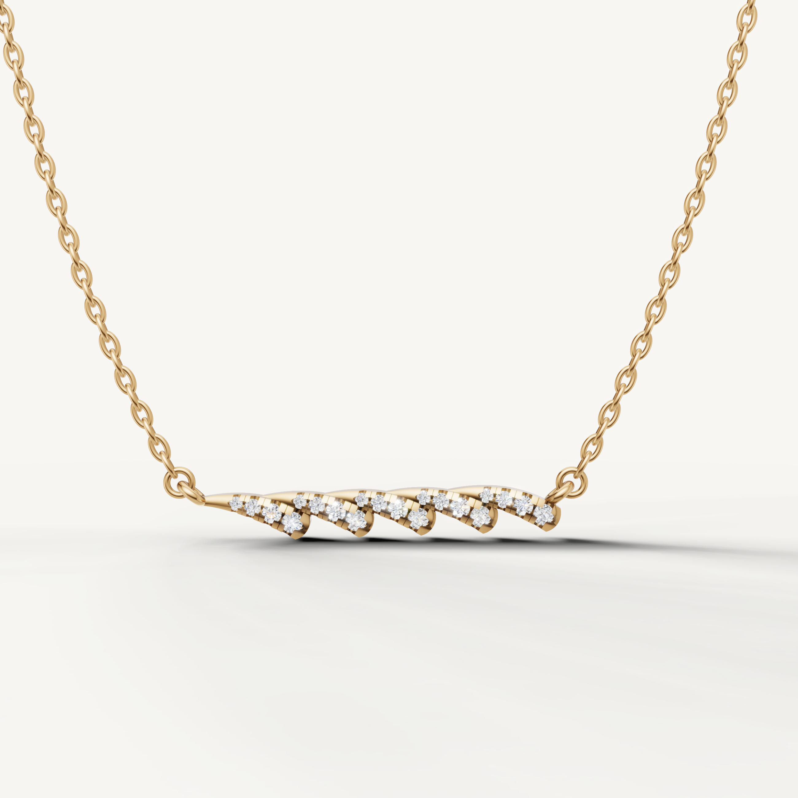 Raul Diamonds Curved Diamond Bar Pendant Necklace in 14K Yellow Gold
