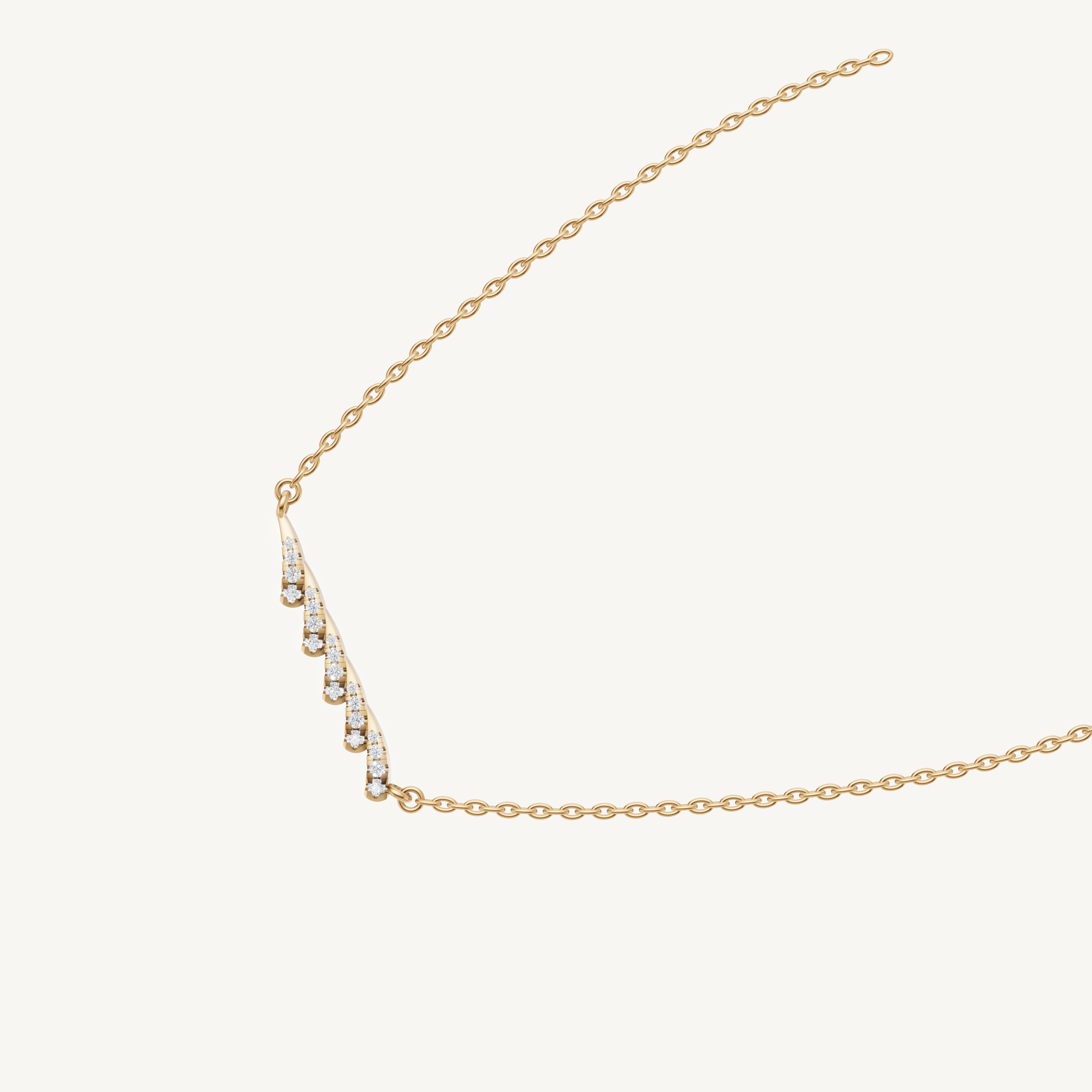 Dainty Curved Diamond Station Pendant Necklace in Yellow Gold