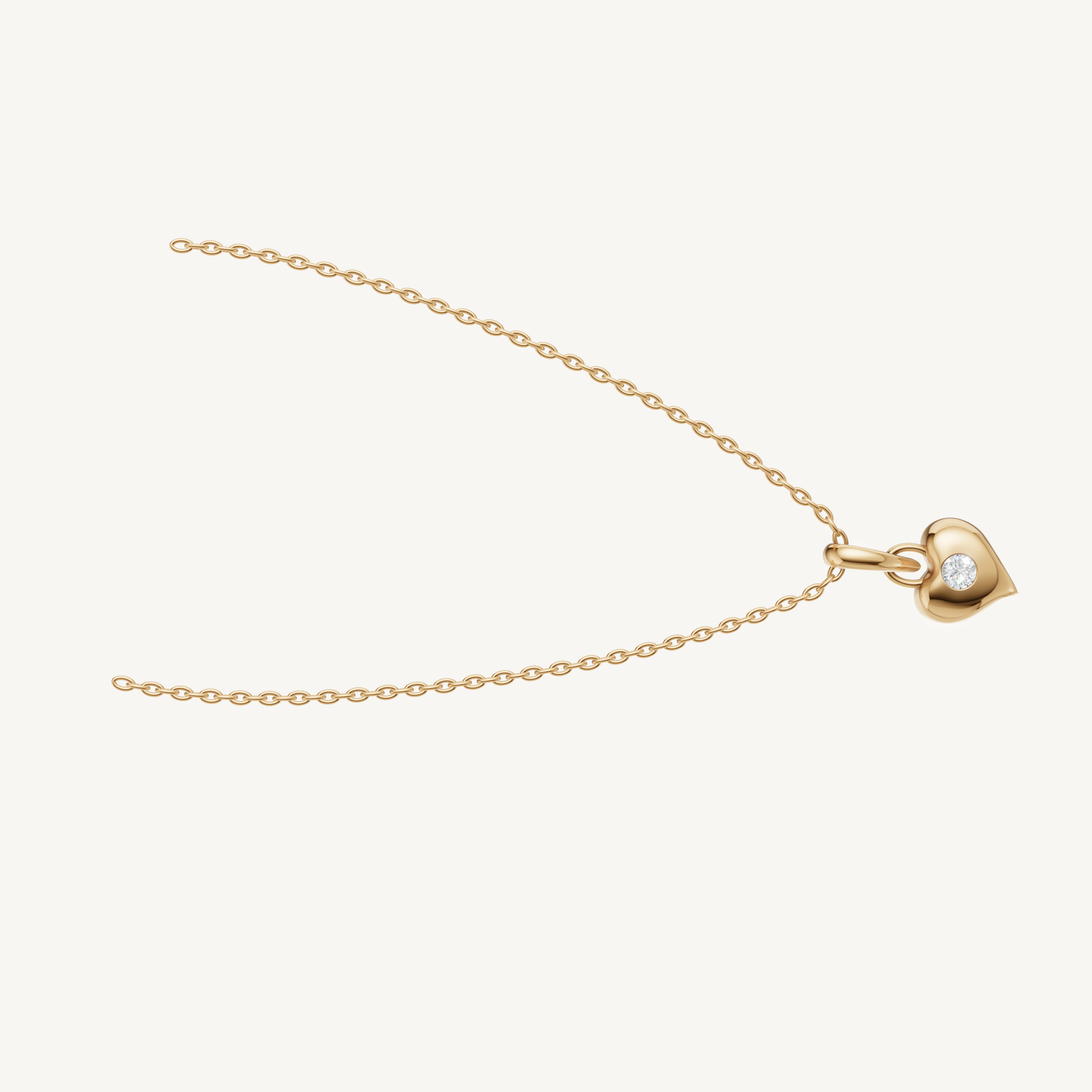 Modern Heart Shape Gold Pendant with Lab Grown Diamond in Yellow Gold