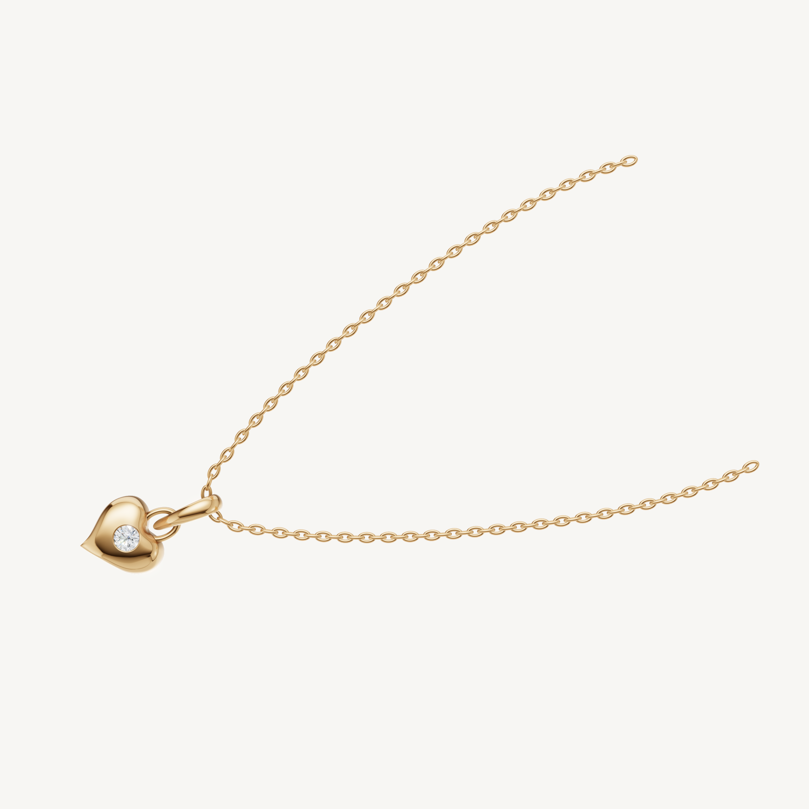 Dainty Bezel Set Diamond Heart Pendant Necklace in 14K Yellow Gold